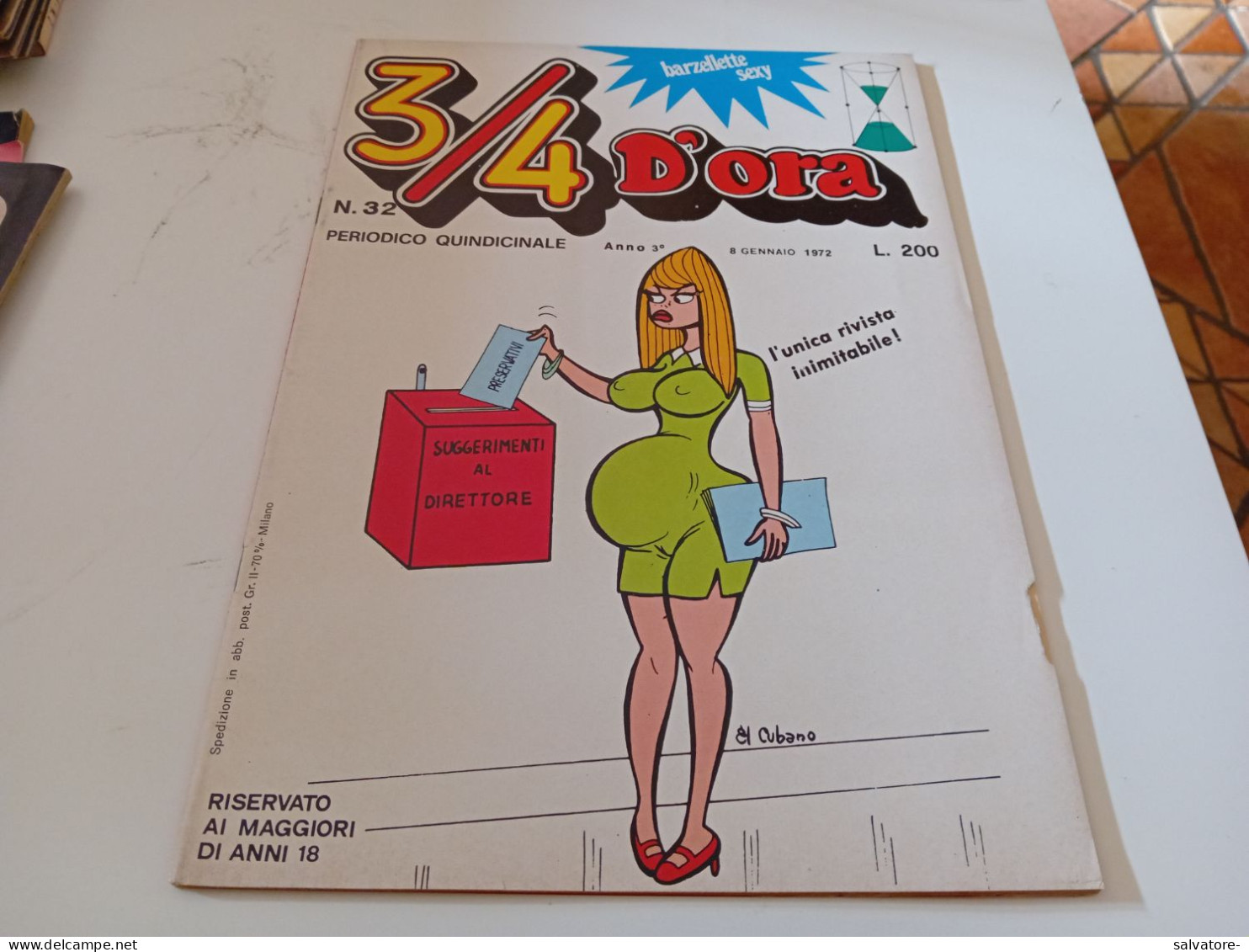 RIVISTA BARZELLETTE SEXY 3/4 D'ORA- NUMERO 32 ANNO 3- GENNAIO 1972 - Salute E Bellezza