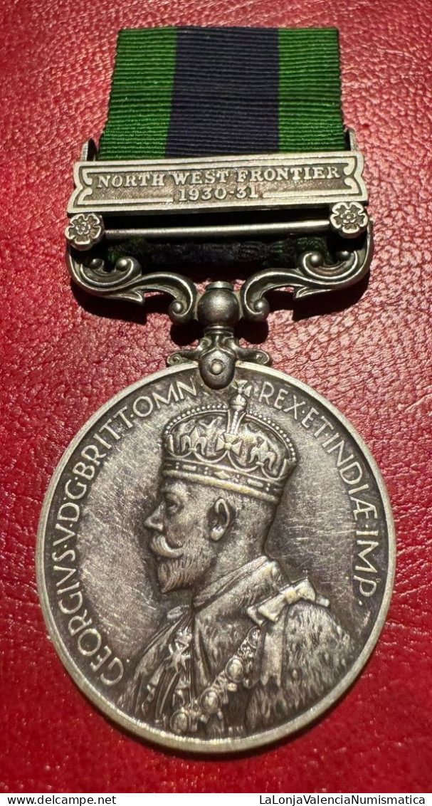 Inglaterra Medalla Jorge V Servicio General India 1909 Pasador North West 1930-31 - Autres & Non Classés