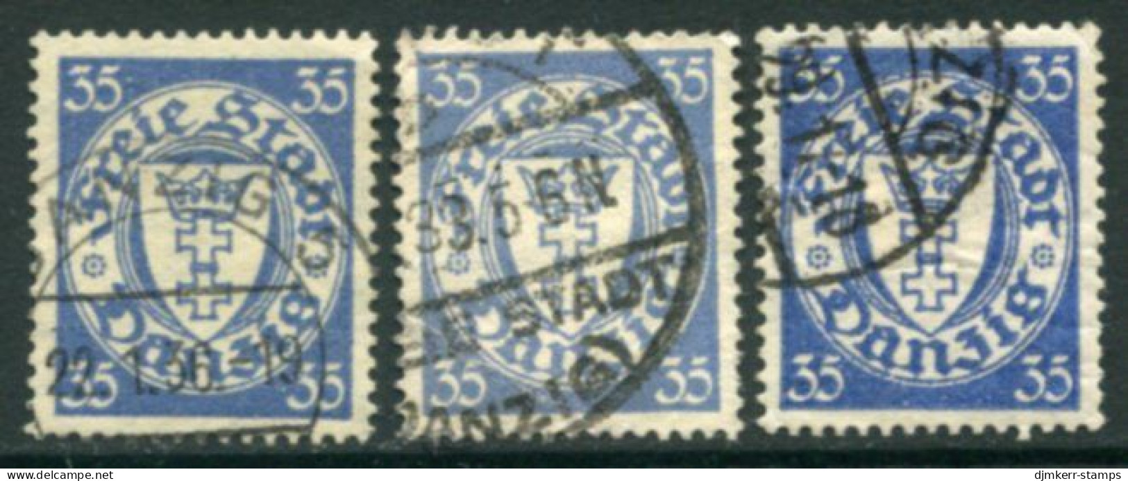 DANZIG 1925-31 Arms Definitive 35 Pf. All Three Shades, Used.. Michel Spez.  215a,b,c  €15.80 - Used