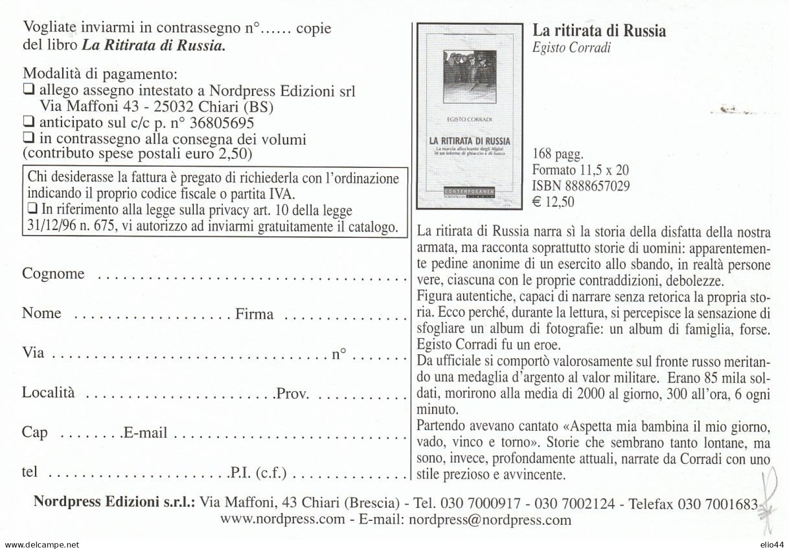 Tematica Scrittori Moderni - Egisto Corradi - La Ritirata Di Russia - - Ecrivains