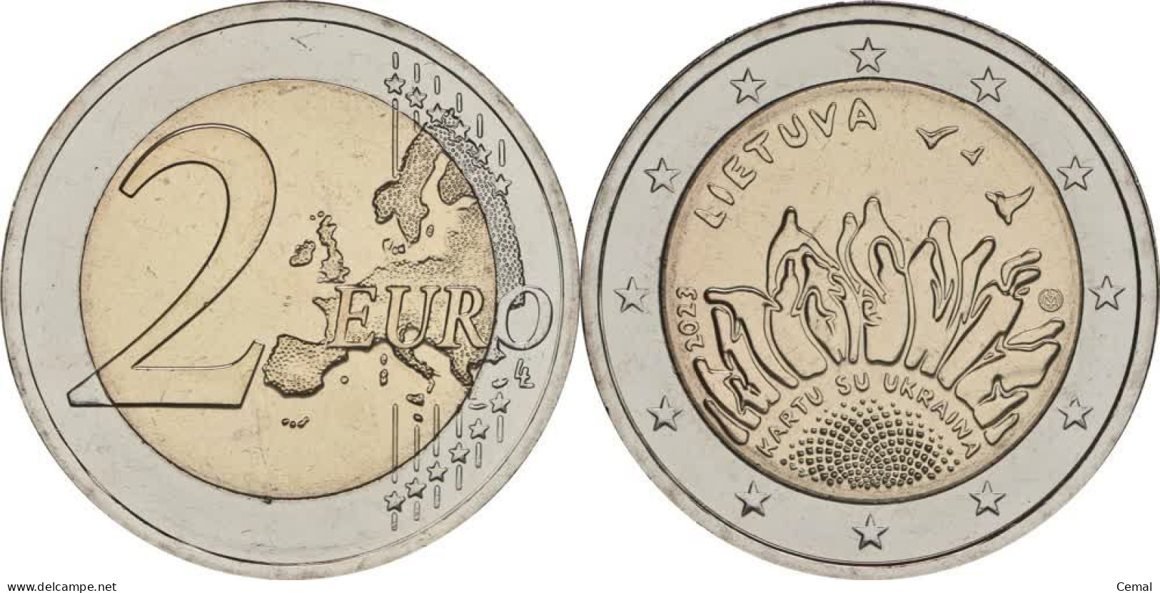 2 Euro 2023 Lithuania Coin - Together With Ukraine. - Lithuania