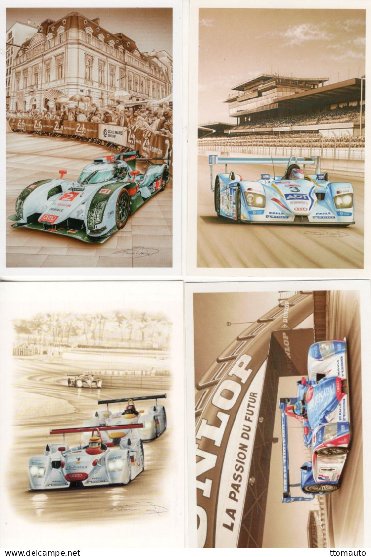 Lot Of 4 Art Cards Of AUDI At LE MANS  - Artiste:Francois Bruere - CPM - Le Mans