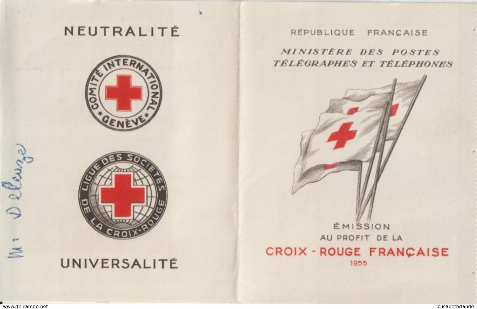 CARNET CROIX-ROUGE - 1955 ** MNH ! RARE MAIS INCOMPLET - COTE = (450) EUR. - Rode Kruis