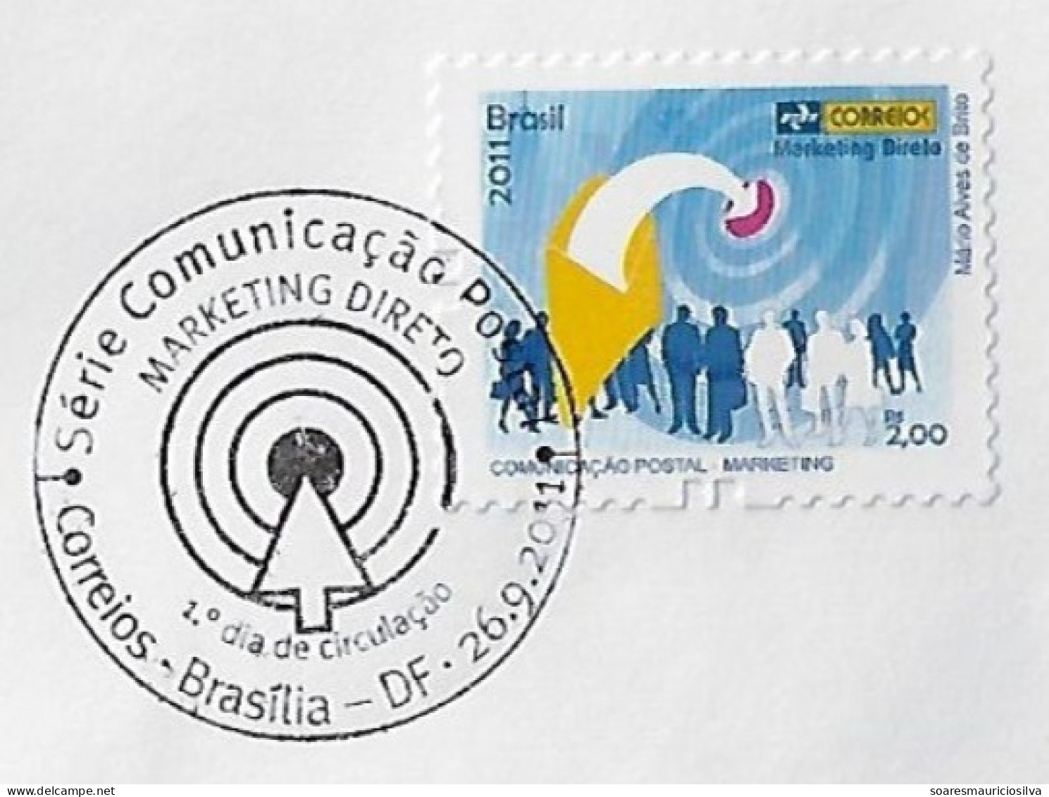 Brazil 2011 Cover Commemorative Cancel Postal Communication Series Direct Marketing Arrow Hitting The Target Brasília - Brieven En Documenten