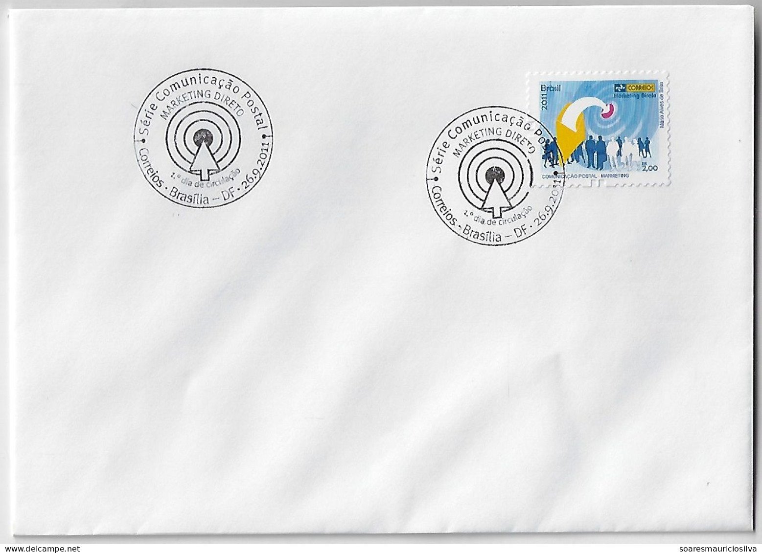 Brazil 2011 Cover Commemorative Cancel Postal Communication Series Direct Marketing Arrow Hitting The Target Brasília - Brieven En Documenten