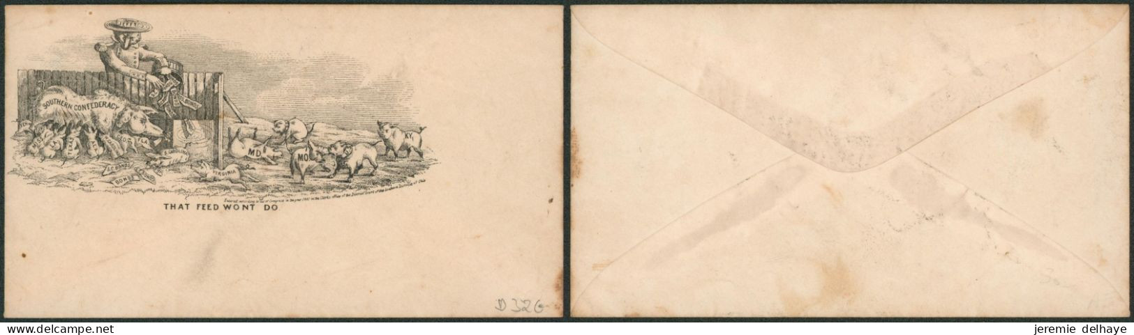 Grande Bretagne - Private Caricature (Southern Confederacy, Pigs, Dogs, USA). Postage Envelope Unused. TB - 1840 Buste Mulready