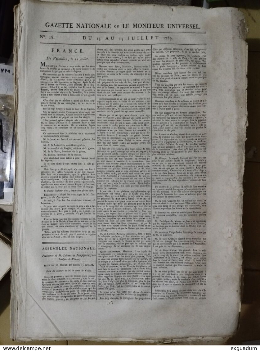 France Paris GAZETTE NATIONALE Ou LE MONITEUR UNIVERSEL 1789 Année Complete. 131 Numeros - Zeitungen - Vor 1800