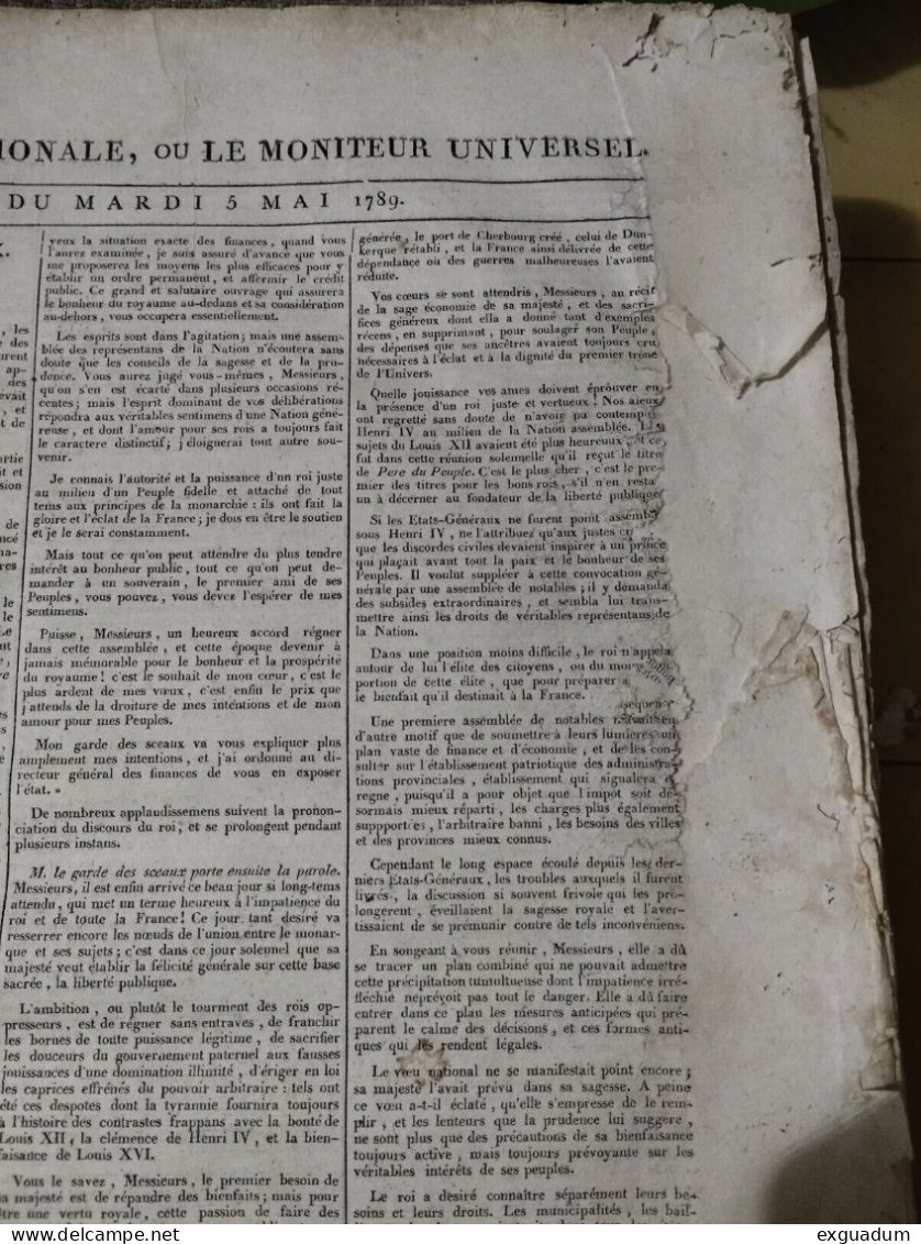 France Paris GAZETTE NATIONALE Ou LE MONITEUR UNIVERSEL 1789 Année Complete. 131 Numeros - Kranten Voor 1800