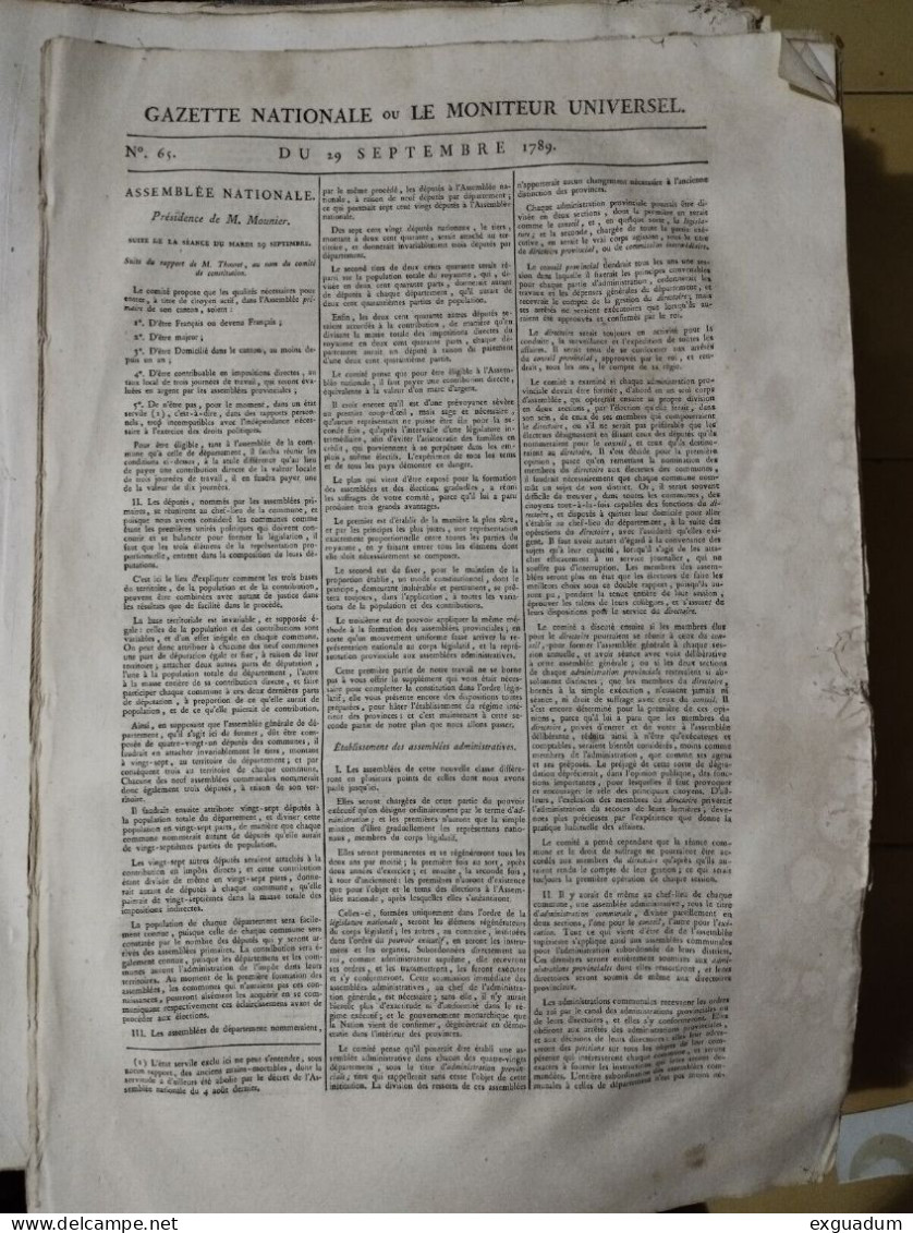 France Paris GAZETTE NATIONALE Ou LE MONITEUR UNIVERSEL 1789 Année Complete. 131 Numeros - Journaux Anciens - Avant 1800