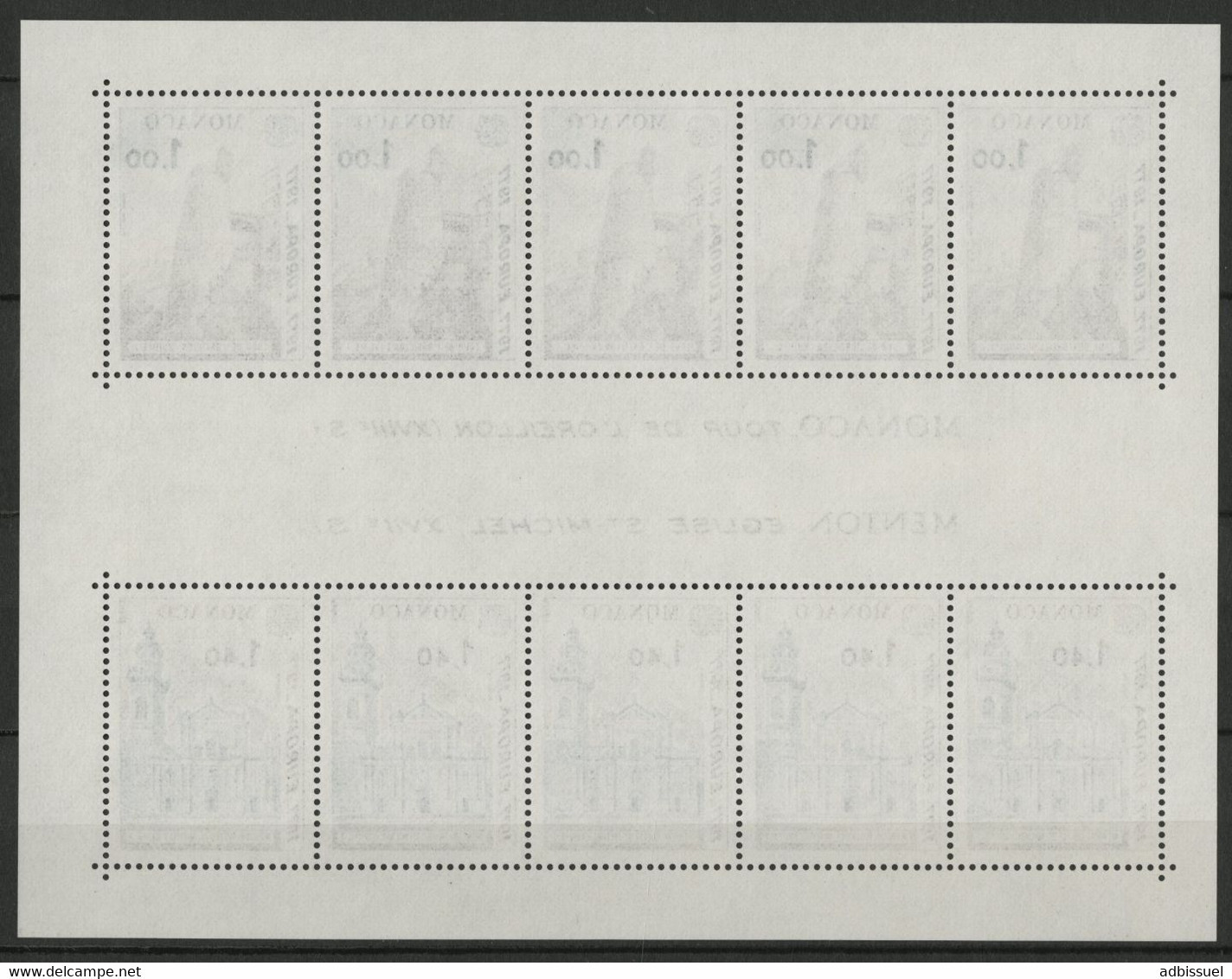 MONACO BLOC FEUILLET N° 13 Cote 50 € Neuf ** (MNH ). EUROPA 5 X 1 Fr + 5 X 1,40 Fr 1977. TB - Blocks & Sheetlets