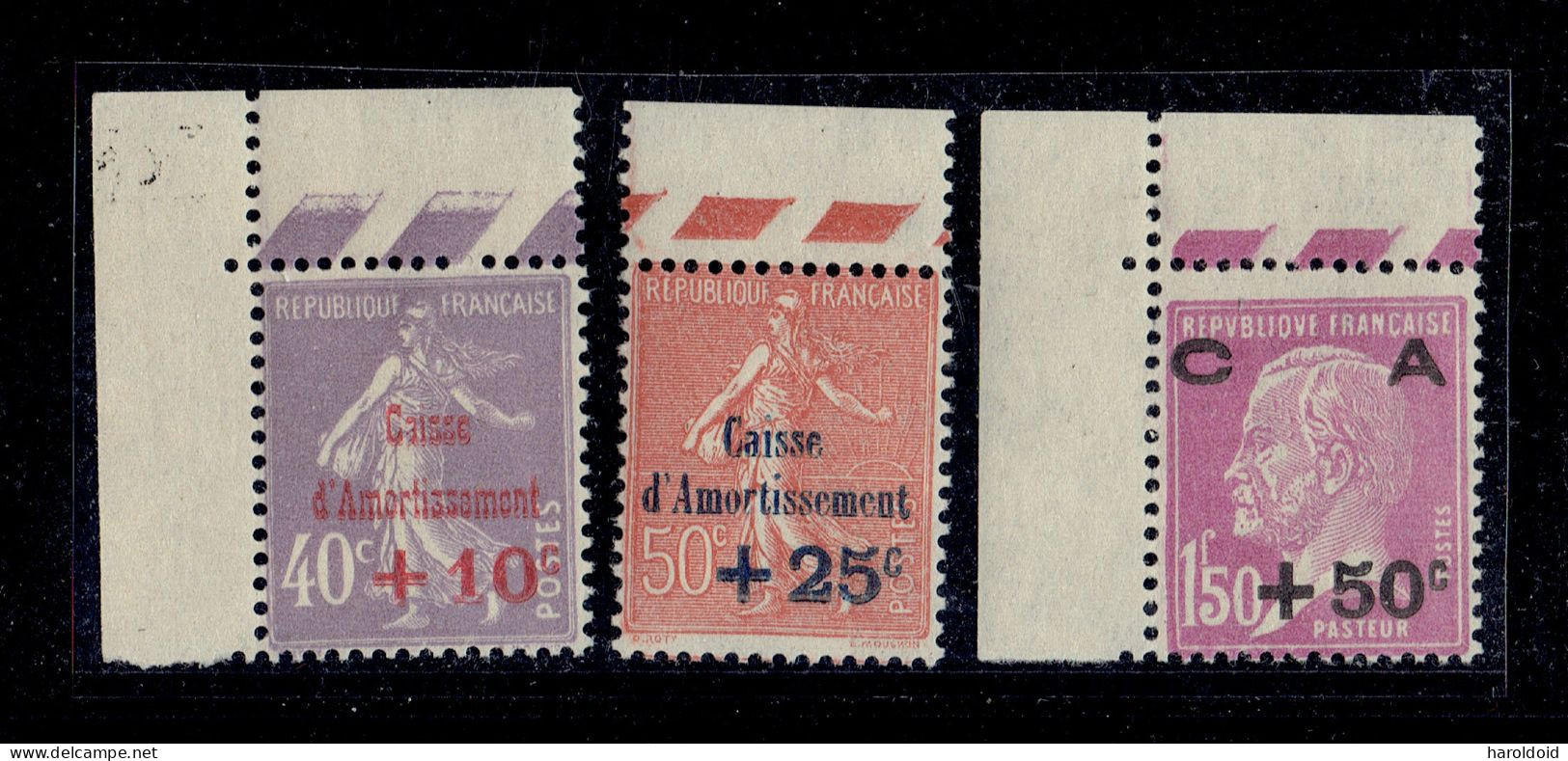 CAISSE D'ARMOTISSEMENT 1928 - TP N°249/251 XX MNH LUXE - 1927-31 Sinking Fund