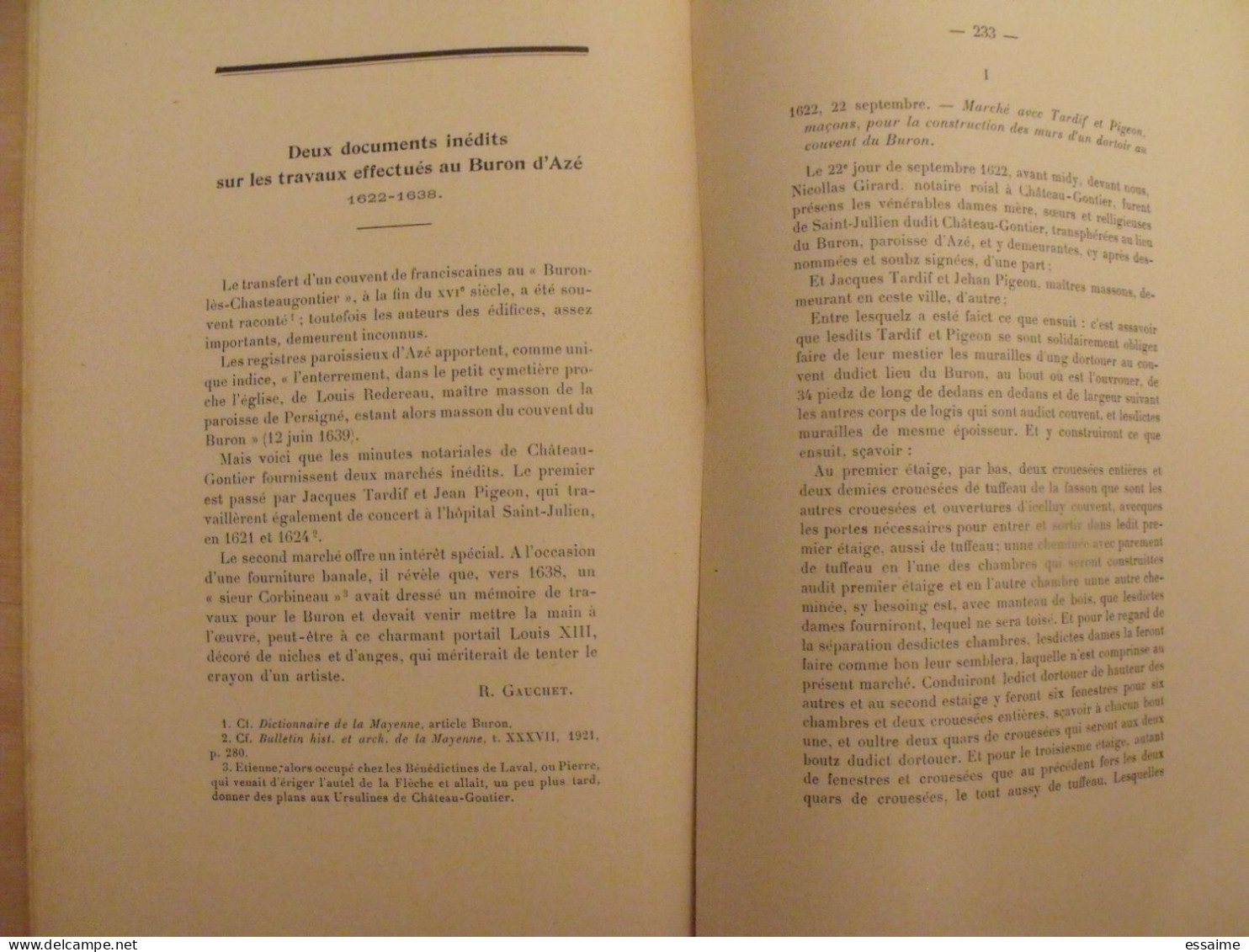 3 bulletins historique et archéologique de la Mayenne. 1930, tome XLVI-165,167,168. Laval Chateau-Gontier. Goupil.