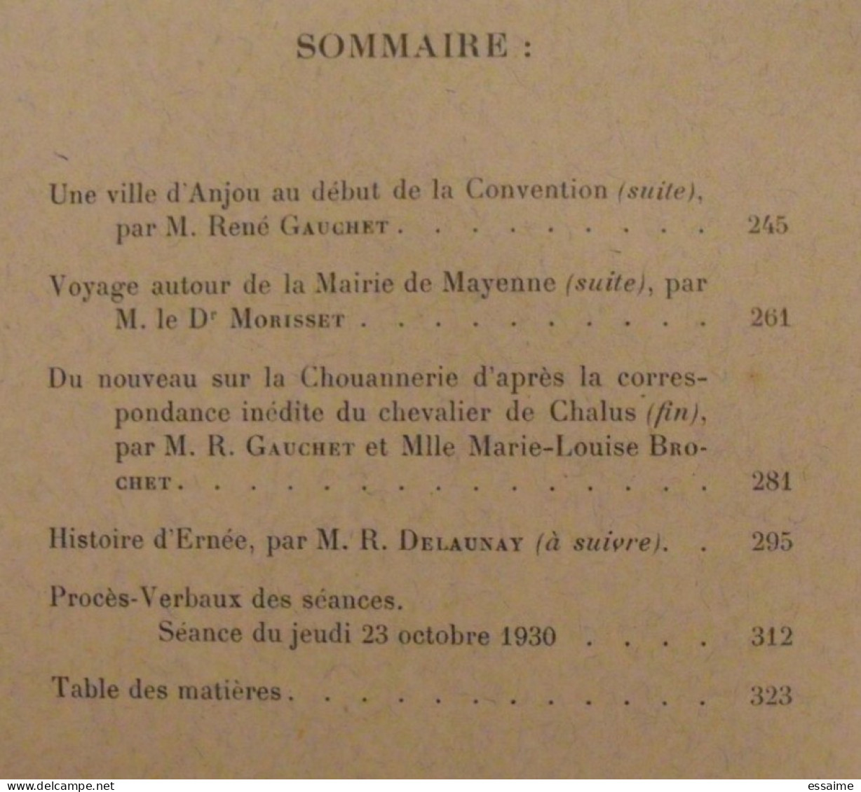 3 bulletins historique et archéologique de la Mayenne. 1930, tome XLVI-165,167,168. Laval Chateau-Gontier. Goupil.