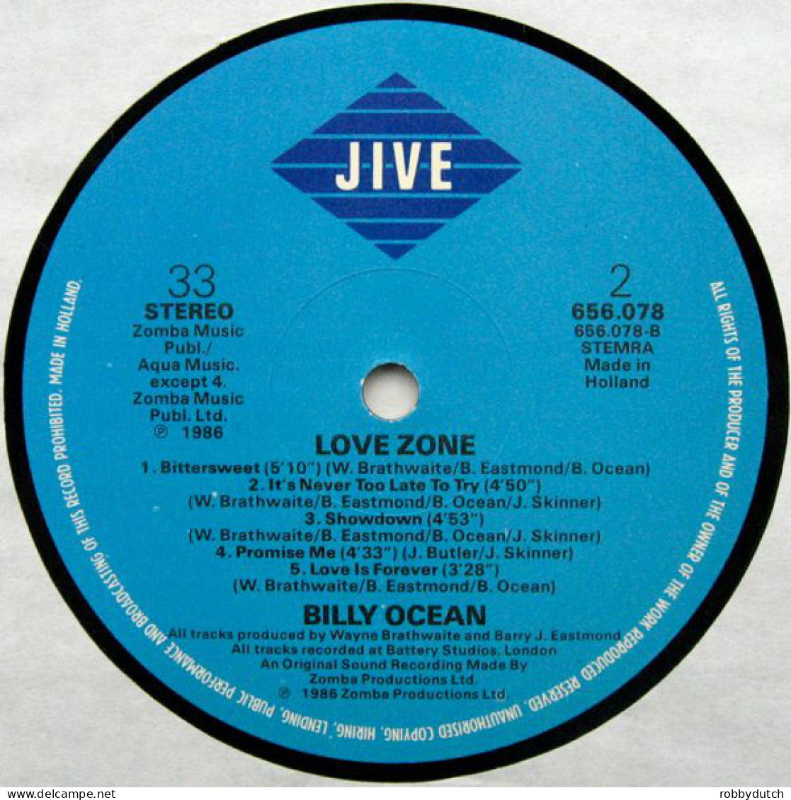 * LP *  BILLY OCEAN - LOVE ZONE (Holland 1986 EX-) - Soul - R&B