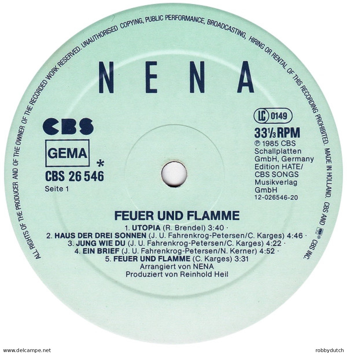 * LP *  NENA - FEUER UND FLAMME (Germany 1985 EX!!)