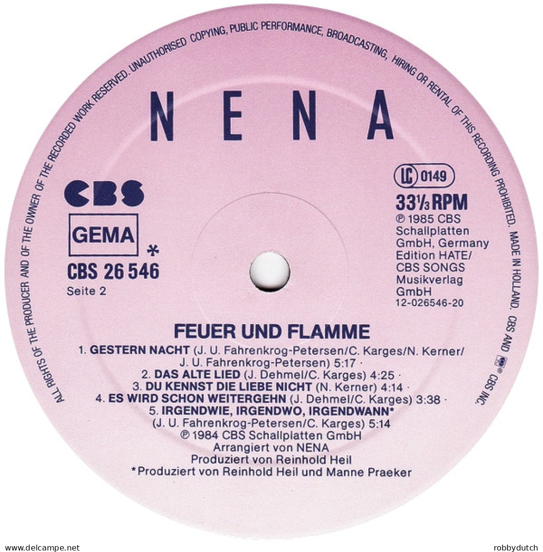 * LP *  NENA - FEUER UND FLAMME (Germany 1985 EX!!)