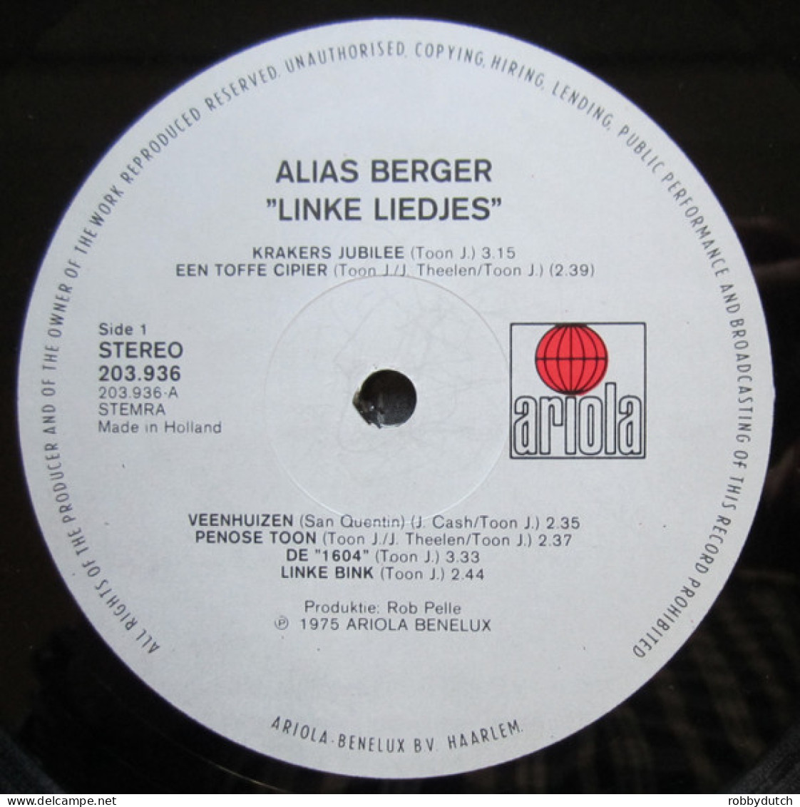 * LP *  ALIAS BERGER - LINKE LIEDJES (Holland 1975 EX) - Otros - Canción Neerlandesa