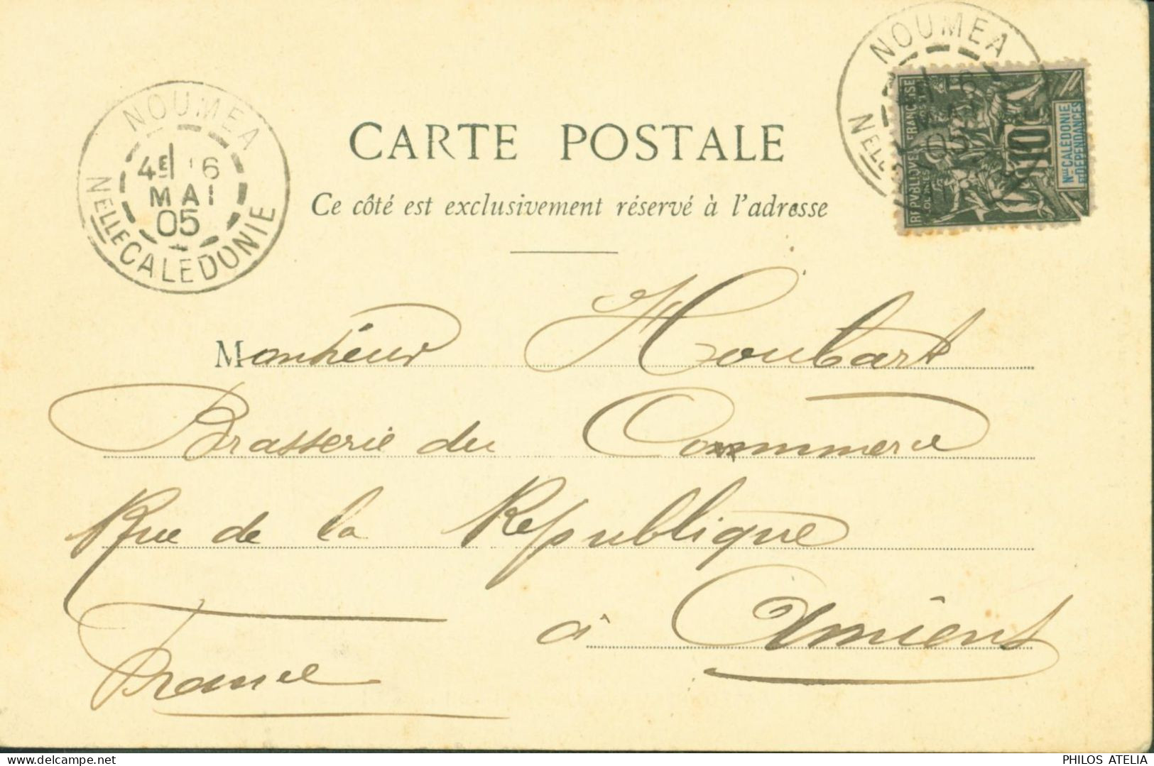 CPA Nouvelle Calédonie Pêche Rivière Saint Louis YT N°45 Groupe 10c Noir Sur Lilas CAD Nouméa 6 MAI 1905 - Cartas & Documentos