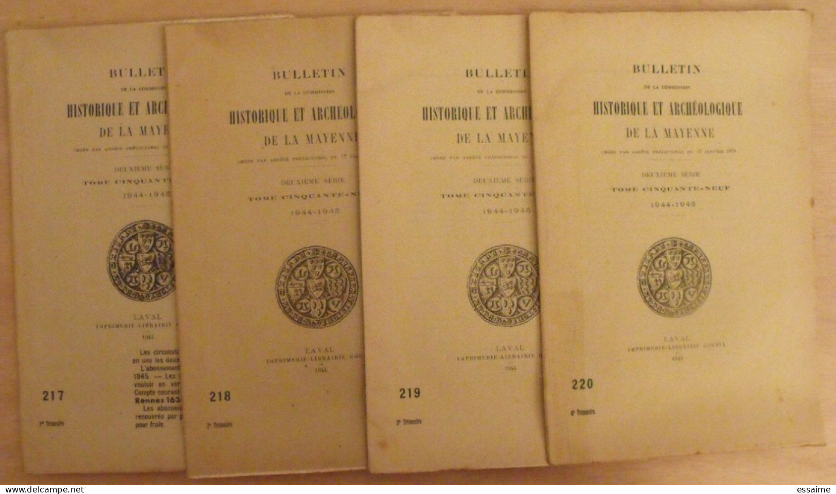 Bulletin Historique Et Archéologique De La Mayenne. 1944-45, Tome LIX-217 à 220. Laval Chateau-Gontier. Goupil. - Pays De Loire