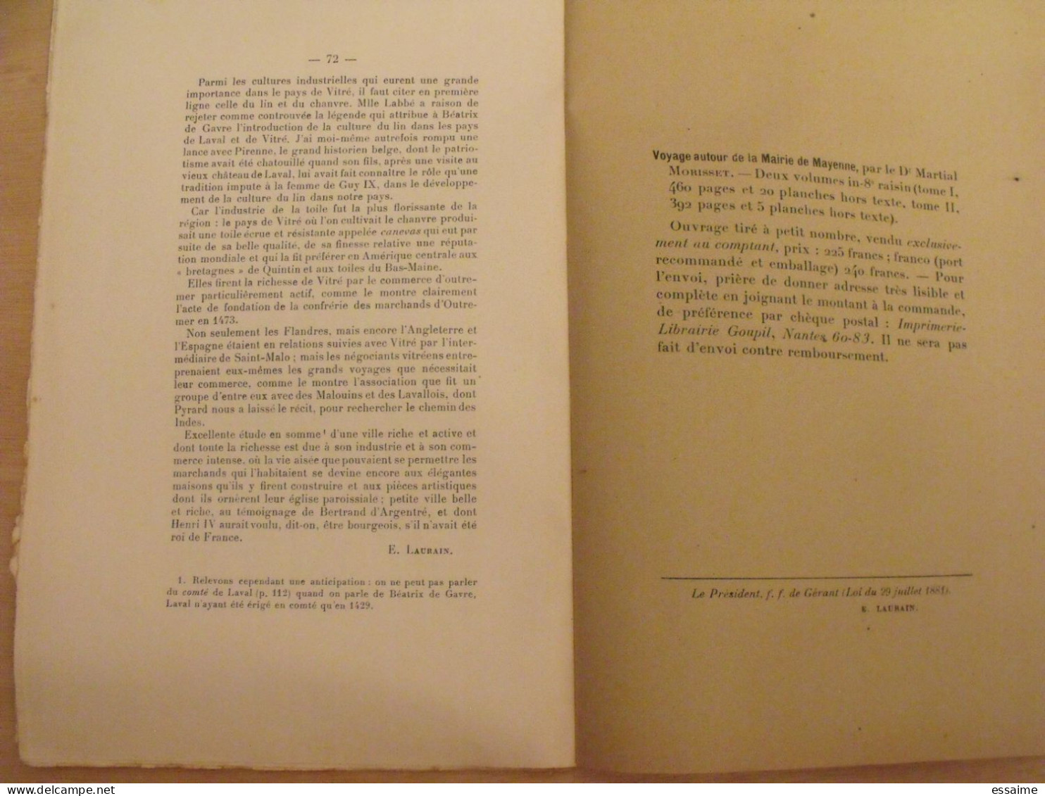 bulletin historique et archéologique de la Mayenne. 1944-45, tome LIX-217 à 220. Laval Chateau-Gontier. Goupil.