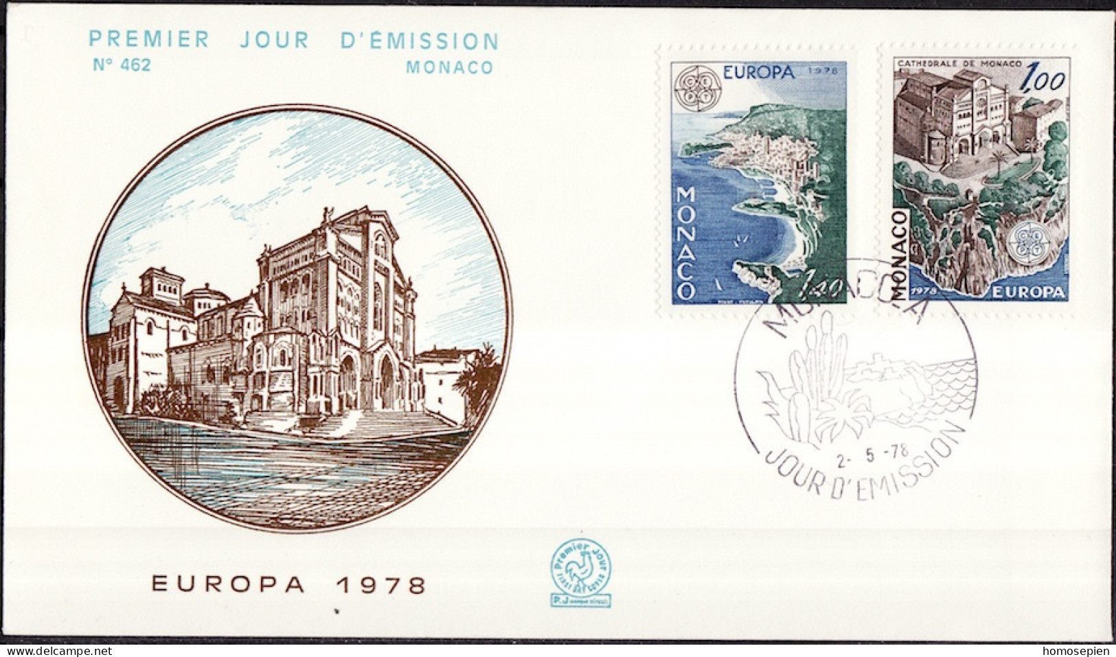 Europa CEPT 1978 Monaco FDC2 Y&T N°1139 à 1140 - Michel N°1319A à 1320A - 1978