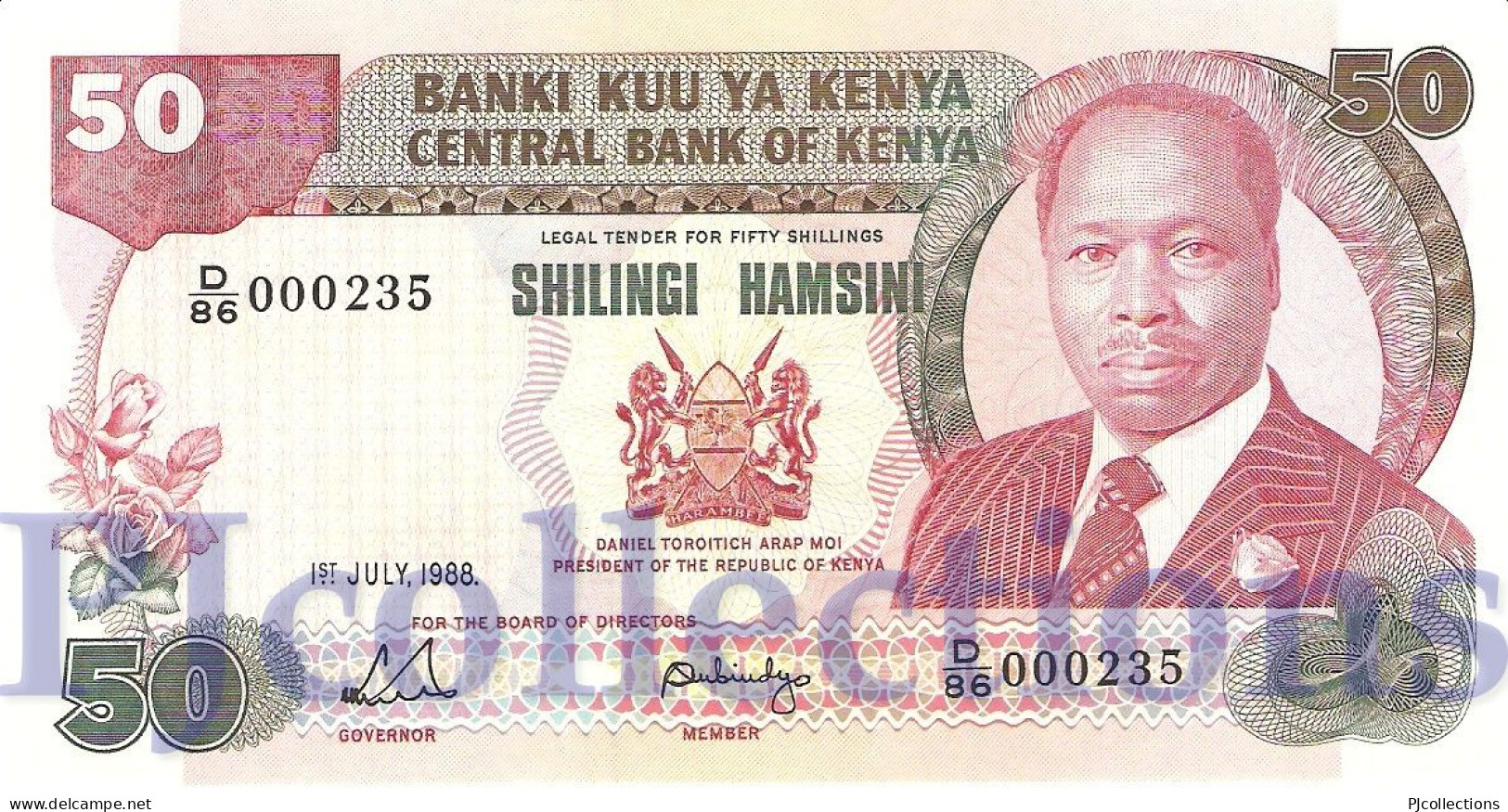 KENYA 50 SHILLINGS 1988 PICK 22e UNC LOW SERIAL NUMBER "000237" - Kenia