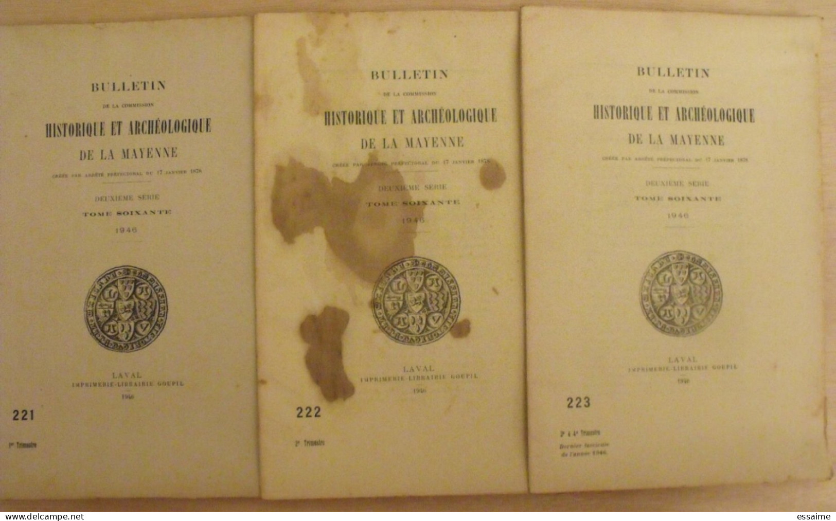 Bulletin Historique Et Archéologique De La Mayenne. 1946, Tome LX-221 à 223. Laval Chateau-Gontier. Goupil. - Pays De Loire