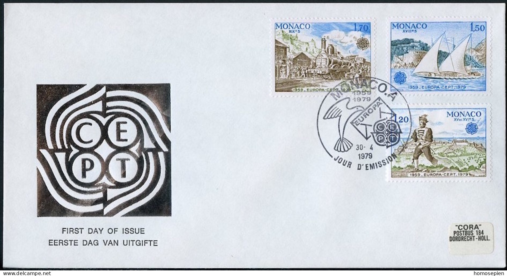 Europa CEPT 1979 Monaco FDC1 Y&T N°1186 à 1188 - Michel N°1375A à 1377A - 1979