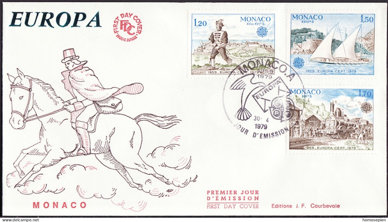 Europa CEPT 1979 Monaco FDC2 Y&T N°1186 à 1188 - Michel N°1375A à 1377A - 1979