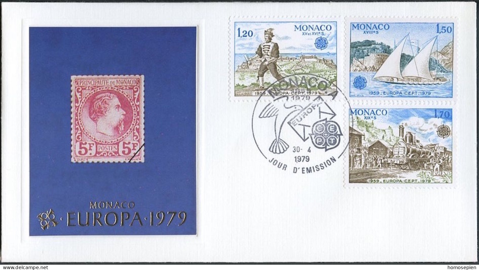 Europa CEPT 1979 Monaco FDC4 Y&T N°1186 à 1188 - Michel N°1375A à 1377A - 1979