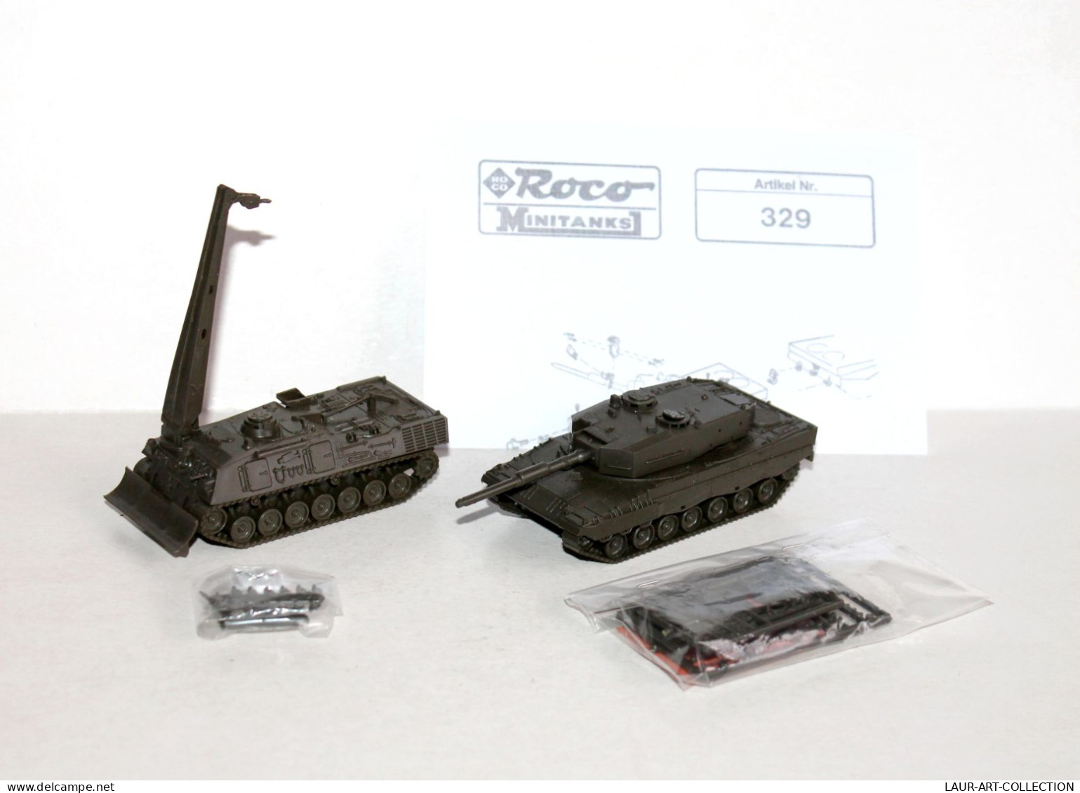 ROCO MINITANKS HO N°257 BERGEPANZER 2 + N°329 LEOPARD 2, MILITAIRE CHAR COMBAT TANK MODELE REDUIT (1712.41) - Chars