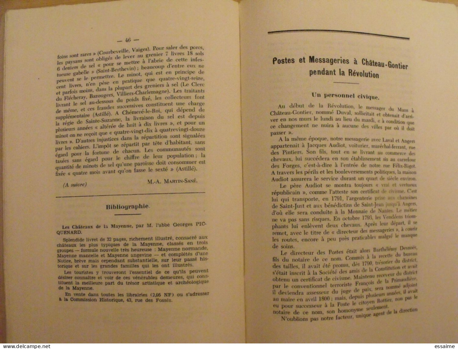 bulletin historique et archéologique de la Mayenne. 1959, tome LXVIII-232. Laval Chateau-Gontier. Goupil.