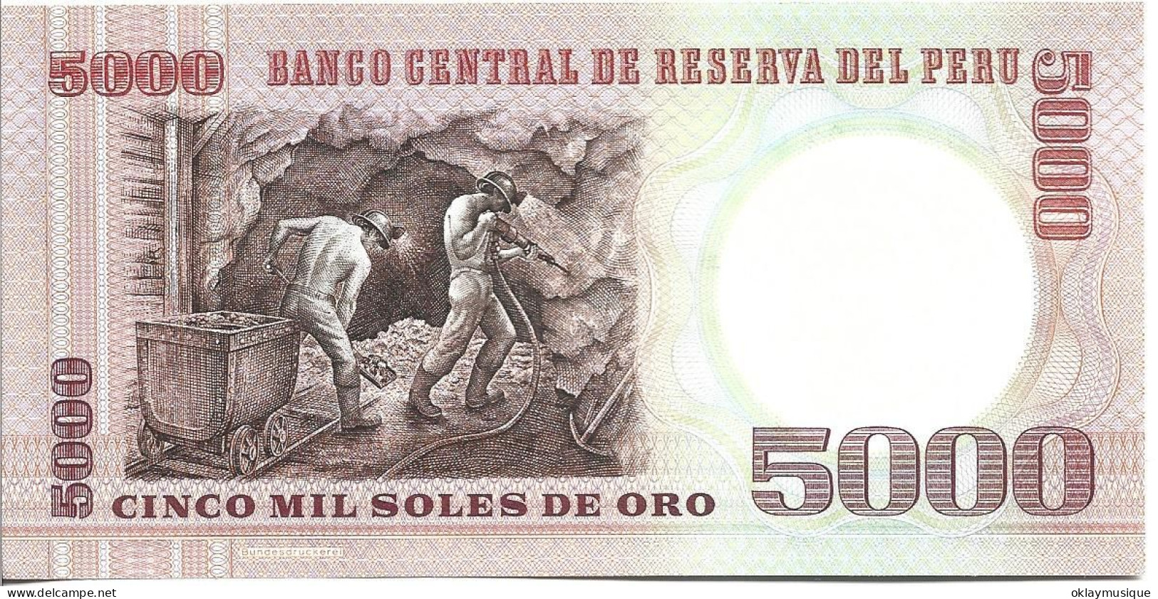 5000 Soles De Oro 1985  (perou) Neuve - Pérou