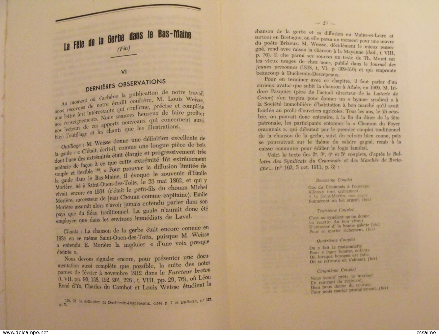 bulletin historique et archéologique de la Mayenne. 1962, tome LXXI-235. Laval Chateau-Gontier. Goupil.
