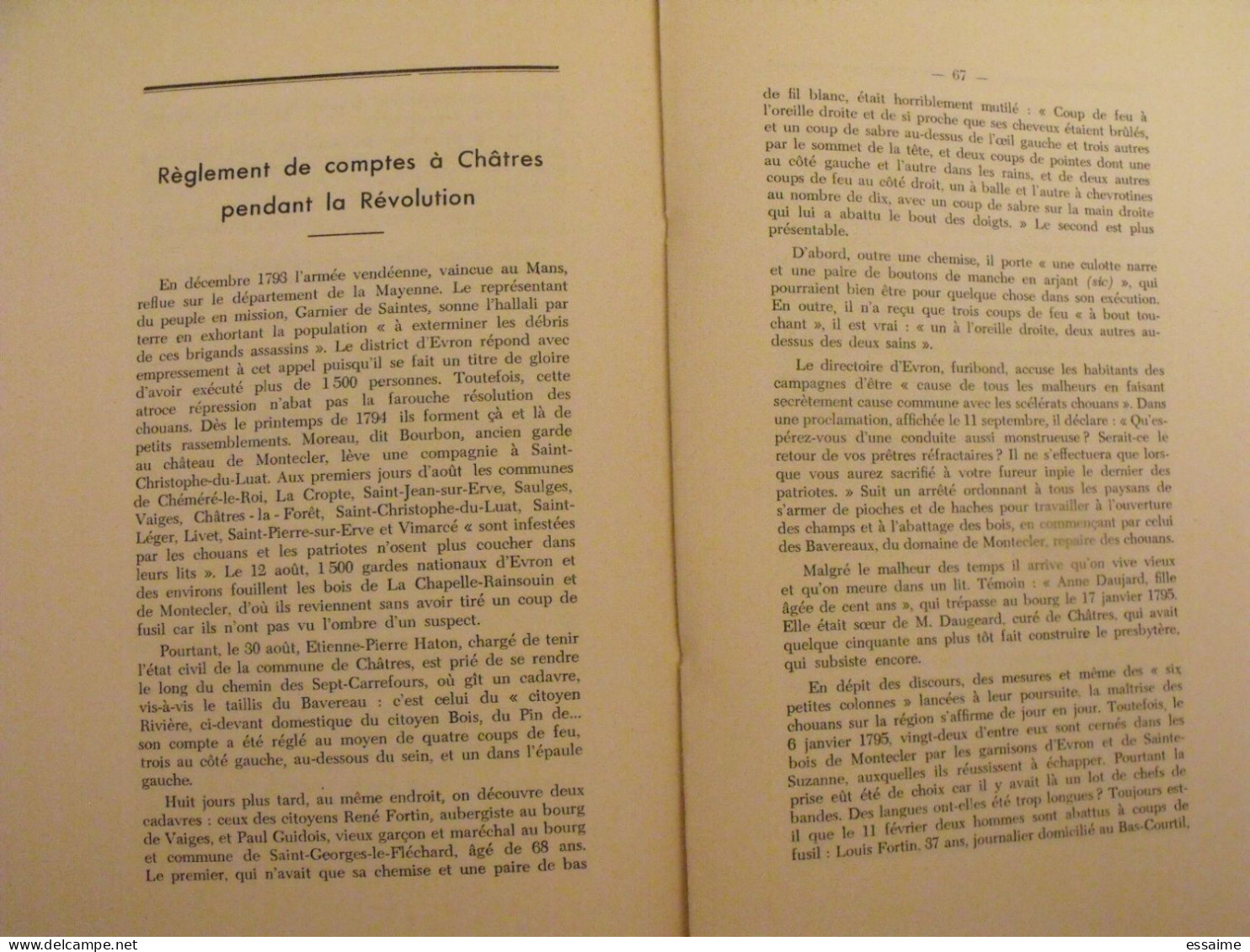 bulletin historique et archéologique de la Mayenne. 1965, n° 8 (237) . Laval Chateau-Gontier. Goupil.