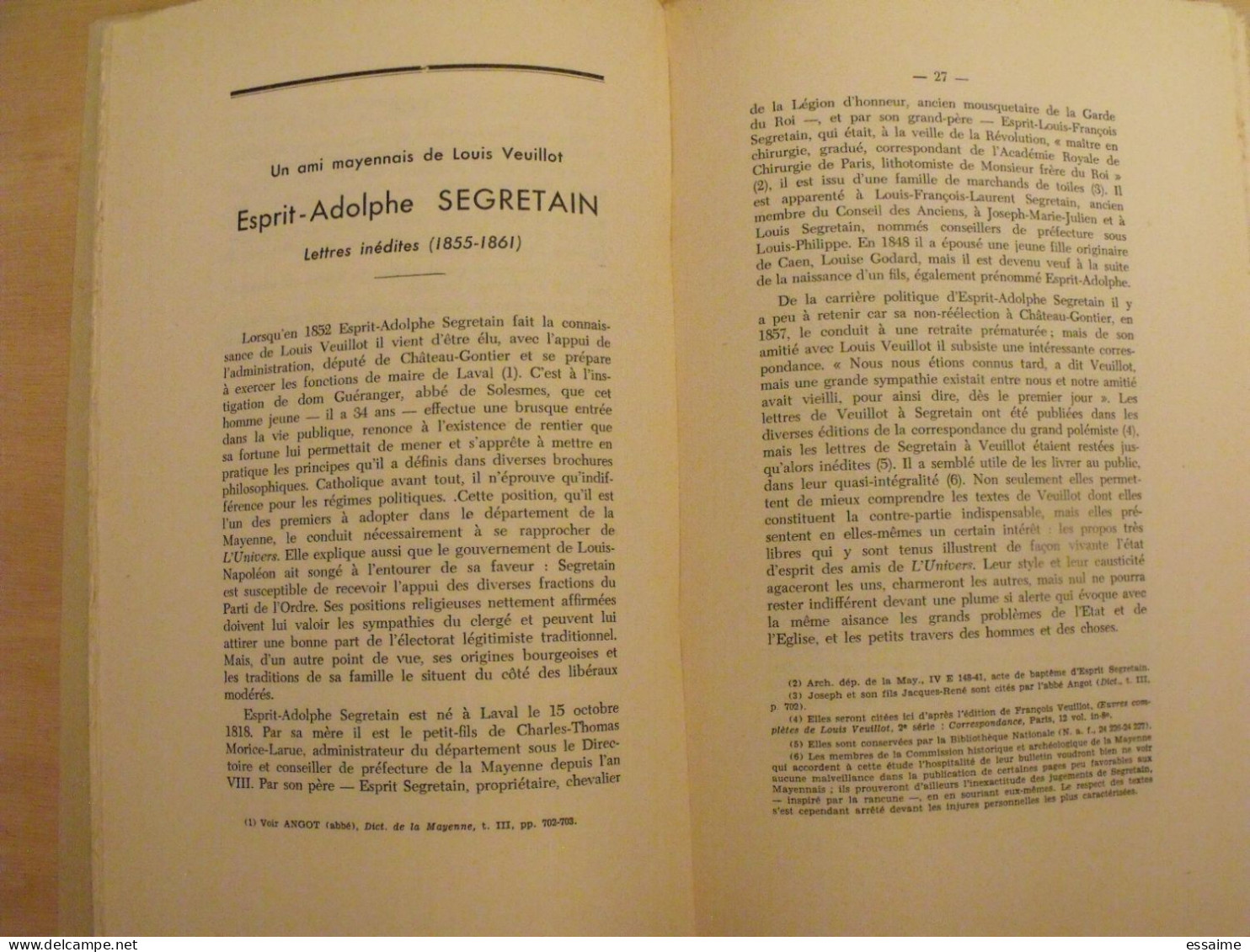 bulletin historique et archéologique de la Mayenne. 1965, n° 8 (237) . Laval Chateau-Gontier. Goupil.