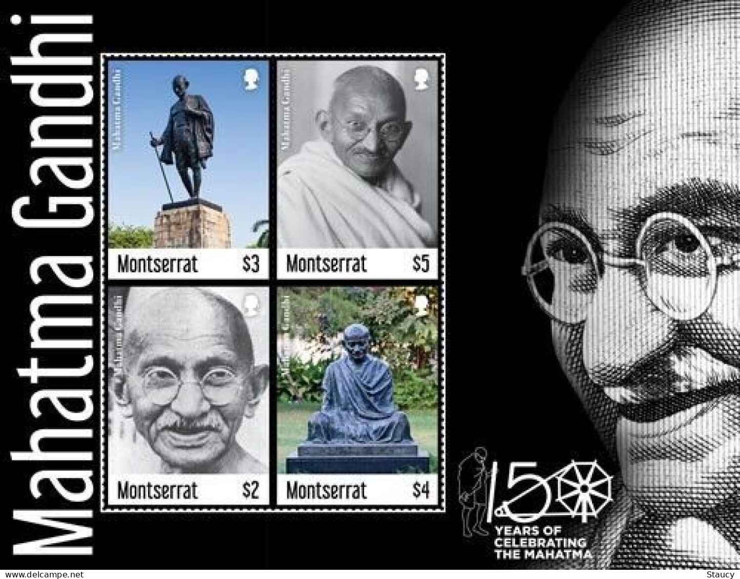 Montserrat 2019 - 150th Anni Mahatma Gandhi - Collection 2 FDCs + 2 Perf / 2 Imperf Sheets + 5 Die Cards + 2 Regd.Covers - Montserrat