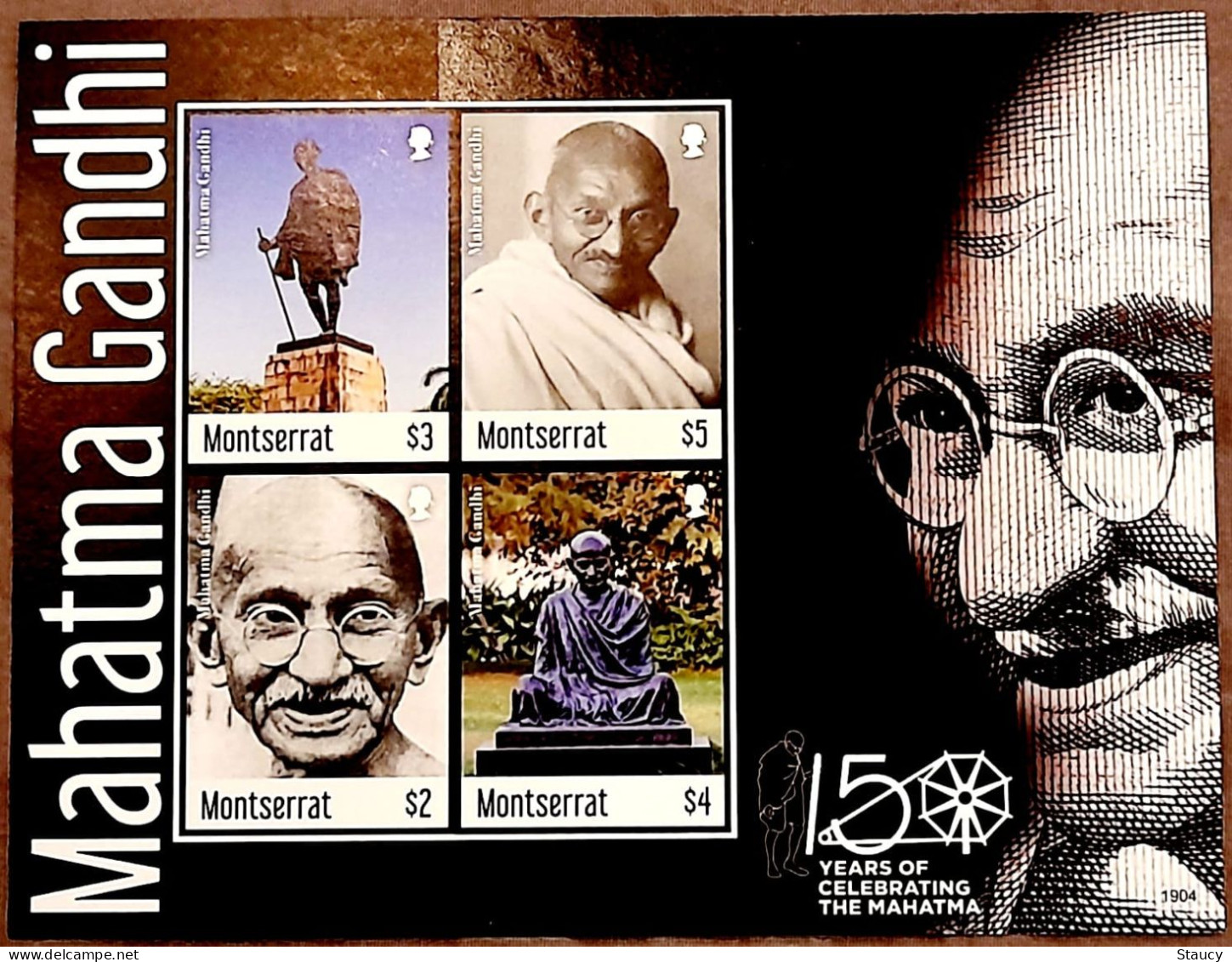 Montserrat 2019 - 150th Anni Mahatma Gandhi - Collection 2 FDCs + 2 Perf / 2 Imperf Sheets + 5 Die Cards + 2 Regd.Covers - Montserrat