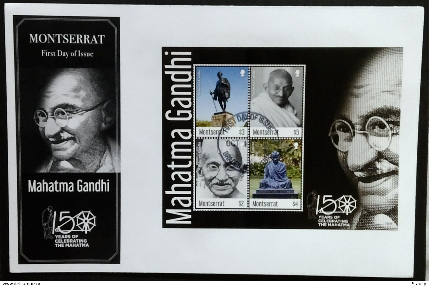 Montserrat 2019 - 150th Anni Mahatma Gandhi - Collection 2 FDCs + 2 perf / 2 imperf Sheets + 5 Die Cards + 2 Regd.Covers