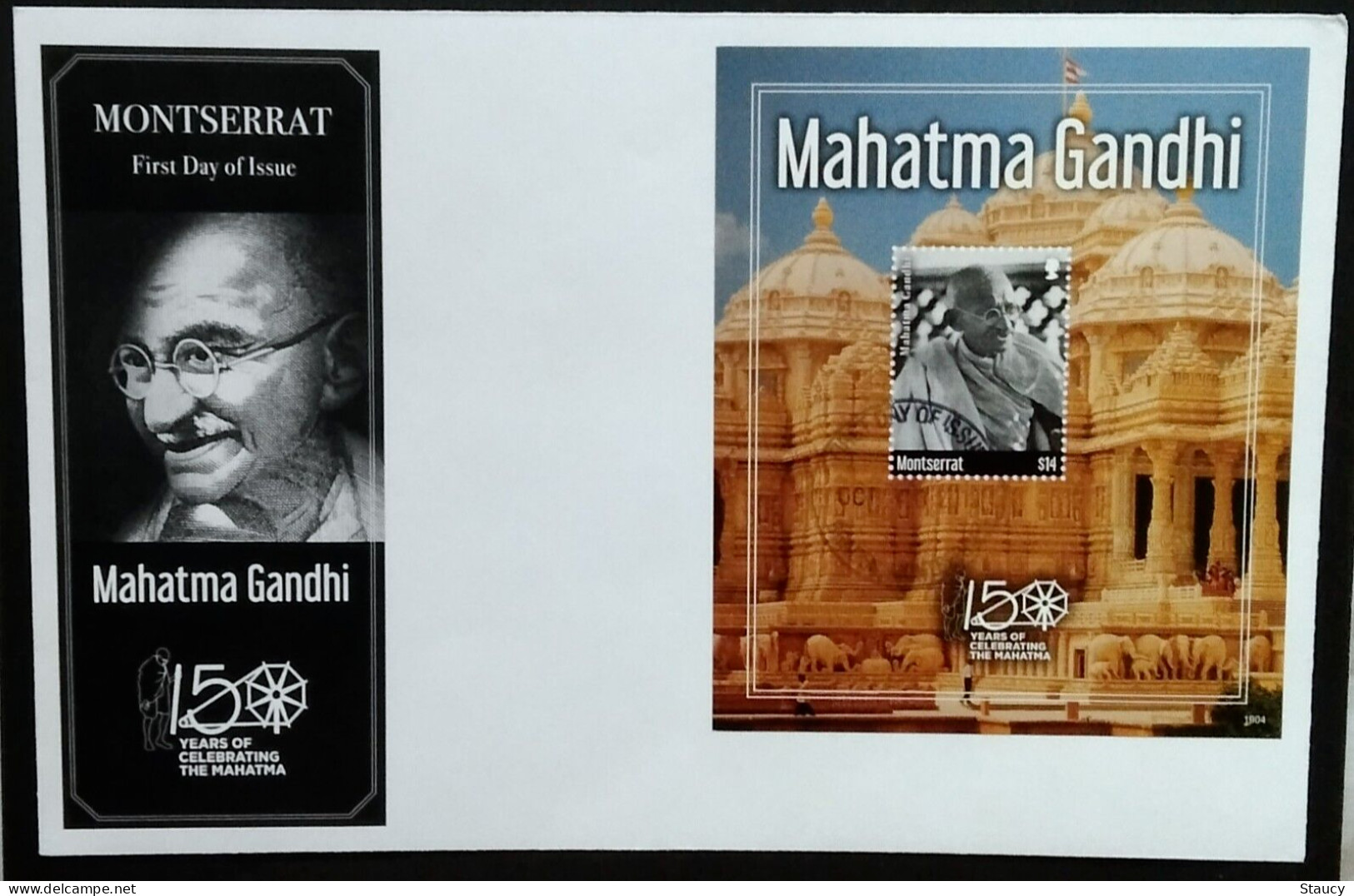 Montserrat 2019 - 150th Anni Mahatma Gandhi - Collection 2 FDCs + 2 perf / 2 imperf Sheets + 5 Die Cards + 2 Regd.Covers