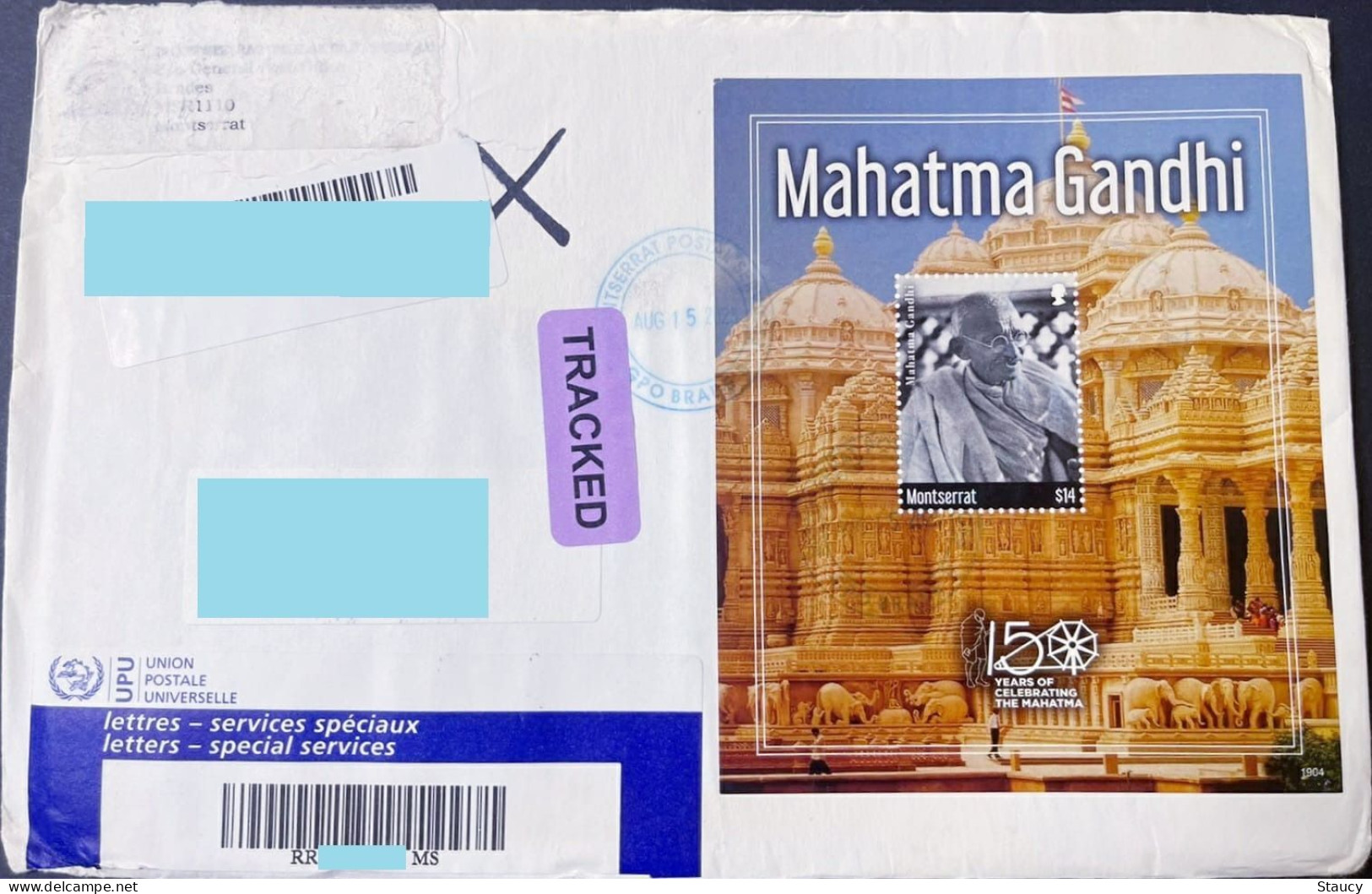 Montserrat 2019 - 150th Anni Mahatma Gandhi - Collection 2 FDCs + 2 perf / 2 imperf Sheets + 5 Die Cards + 2 Regd.Covers