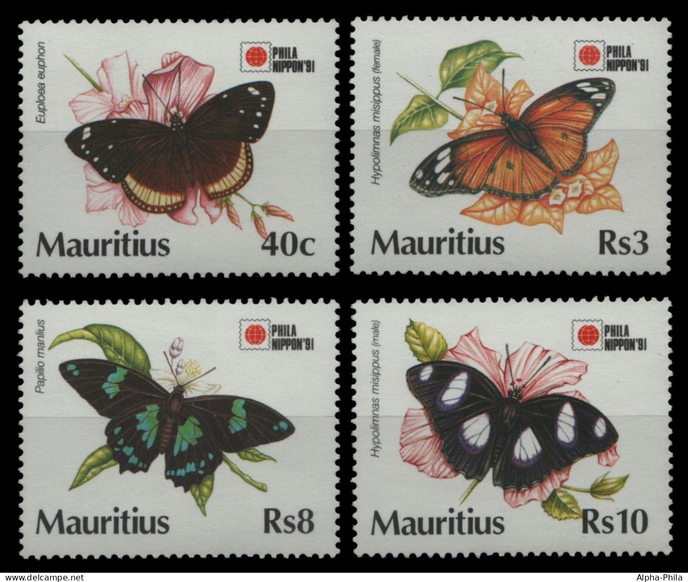 Mauritius 1991 - Mi-Nr. 730-733 ** - MNH - Schmetterlinge / Butterflies - Maurice (1968-...)