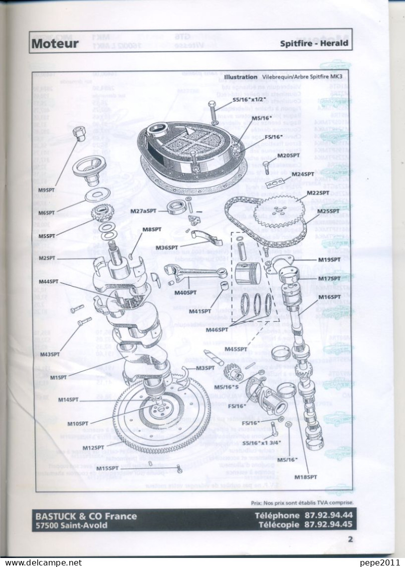 Catalogue Pièces Détachées Voiture TRIUMPH Spitfire Herald GT 6 Vitesses - BASTUCK & Co St Saint AVOLD 57 - Auto/Motorrad