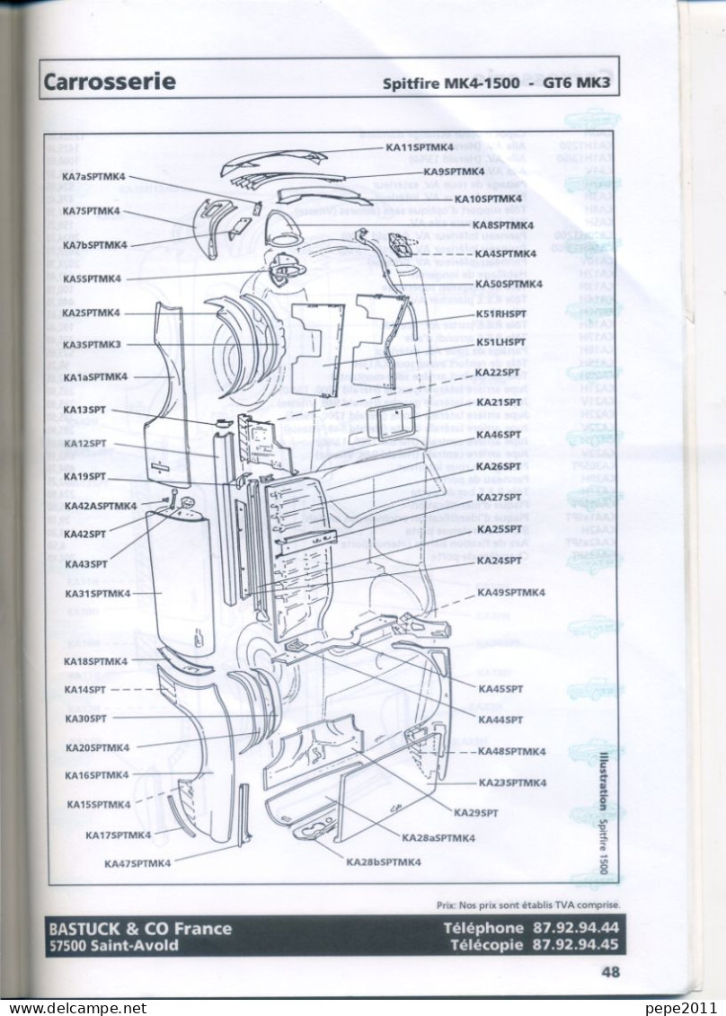 Catalogue Pièces Détachées Voiture TRIUMPH Spitfire Herald GT 6 Vitesses - BASTUCK & Co St Saint AVOLD 57 - Auto/Moto