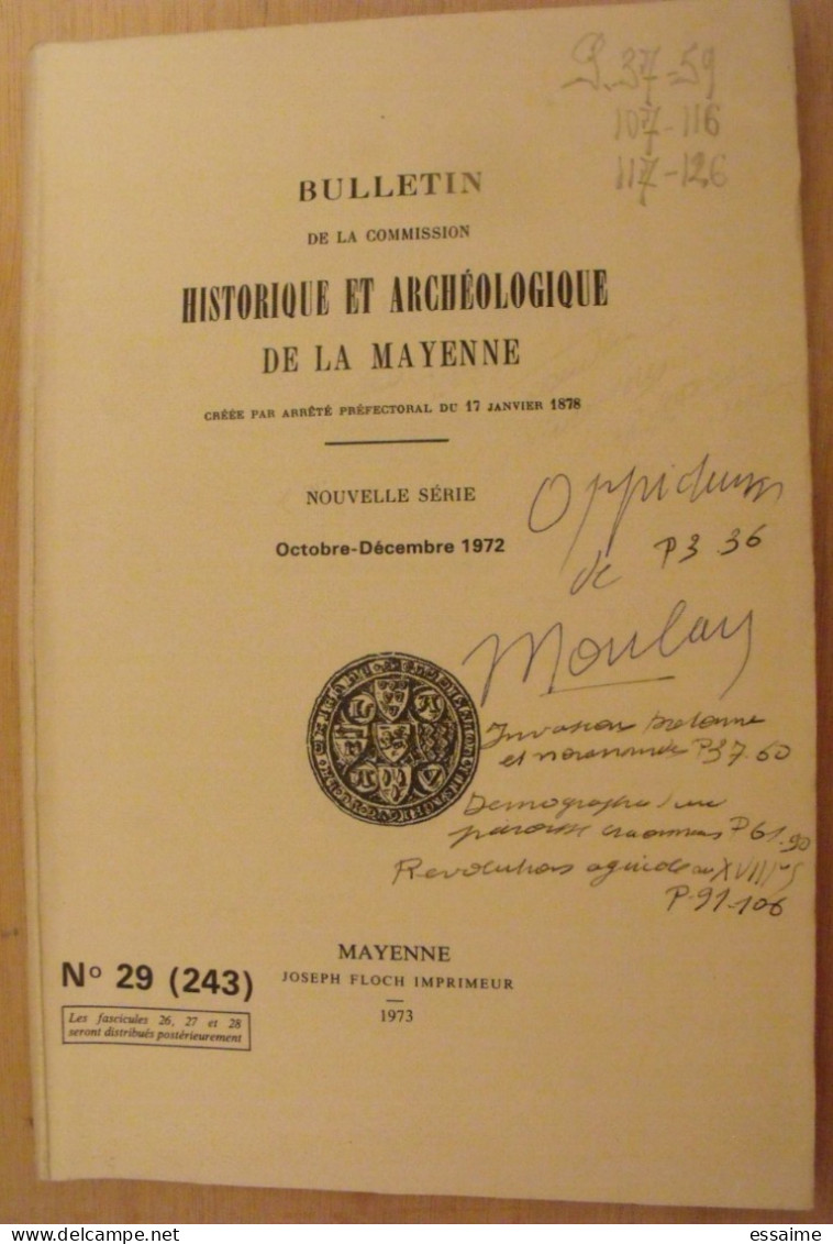 Bulletin Historique Et Archéologique De La Mayenne. 1972, N° 29 (243) . Laval Chateau-Gontier. Goupil. - Pays De Loire