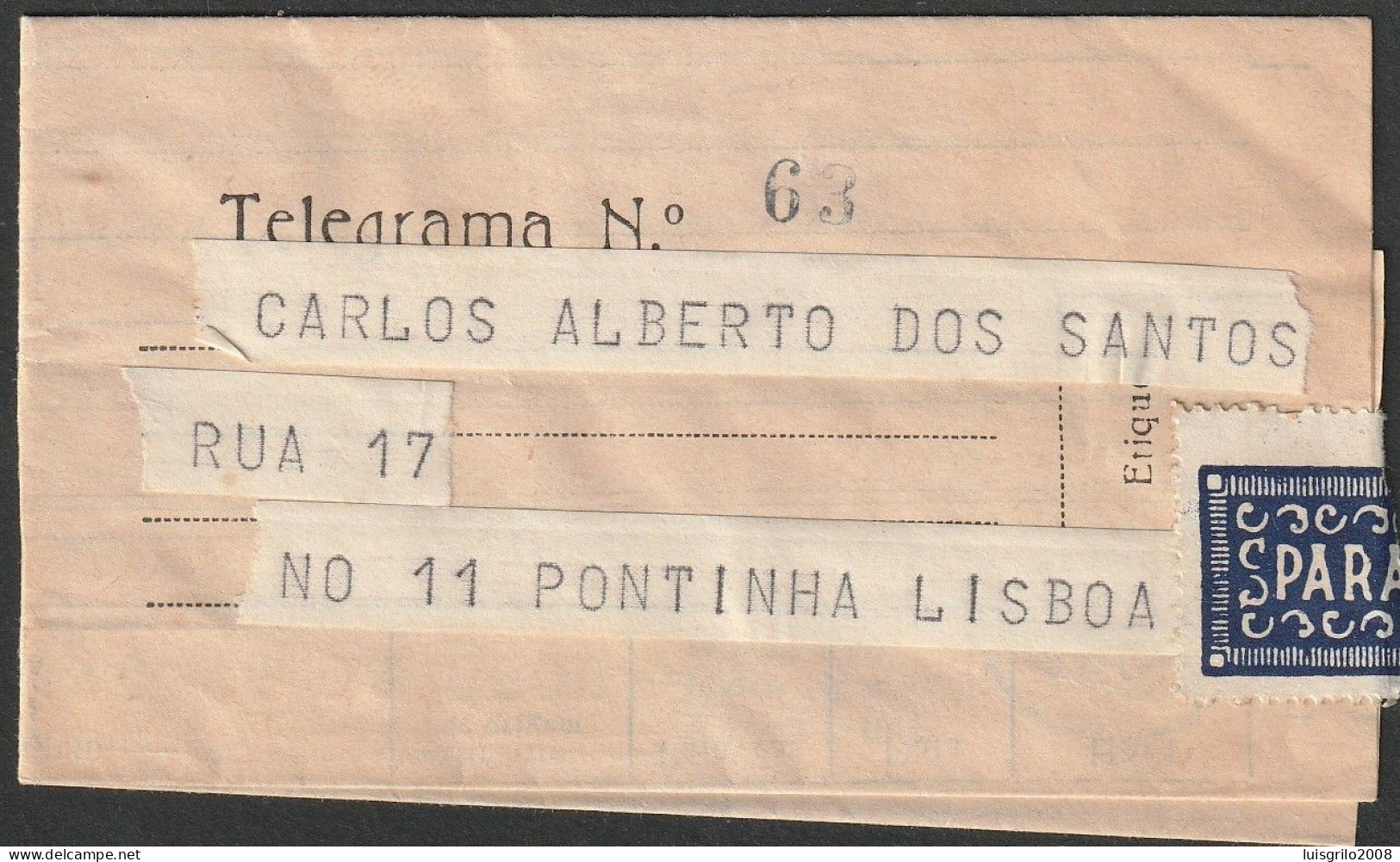 Telegram/ Telegrama - Av. Madrid, Lisboa > Benfica, Lisboa -|- Postmark - Benfica. Lisboa. 1961 - Briefe U. Dokumente