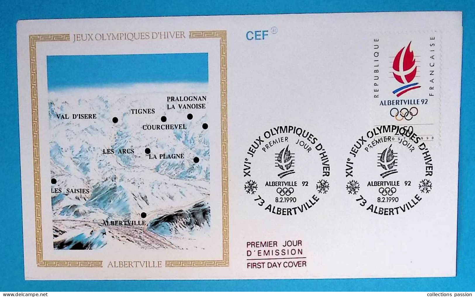 FDC, 1 Er Jour, Sports, XVI E Jeux Olympiques D'hiver, 8-2-1990, 73 ALBERTVILLE, CEF - 1970-1979