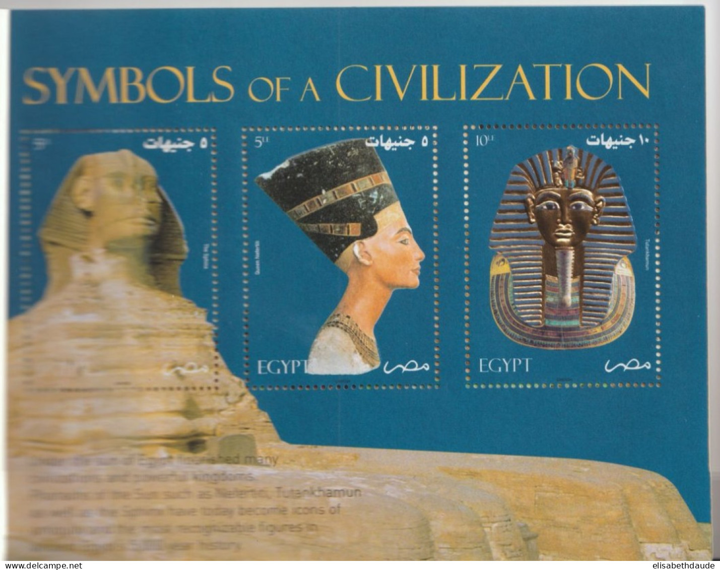 EGYPTE - 2004 - CARNET TIMBRE OR (GOLD STAMPS) ! YVERT N° C1806 ** MNH - COTE = 65 EUR. - Arqueología