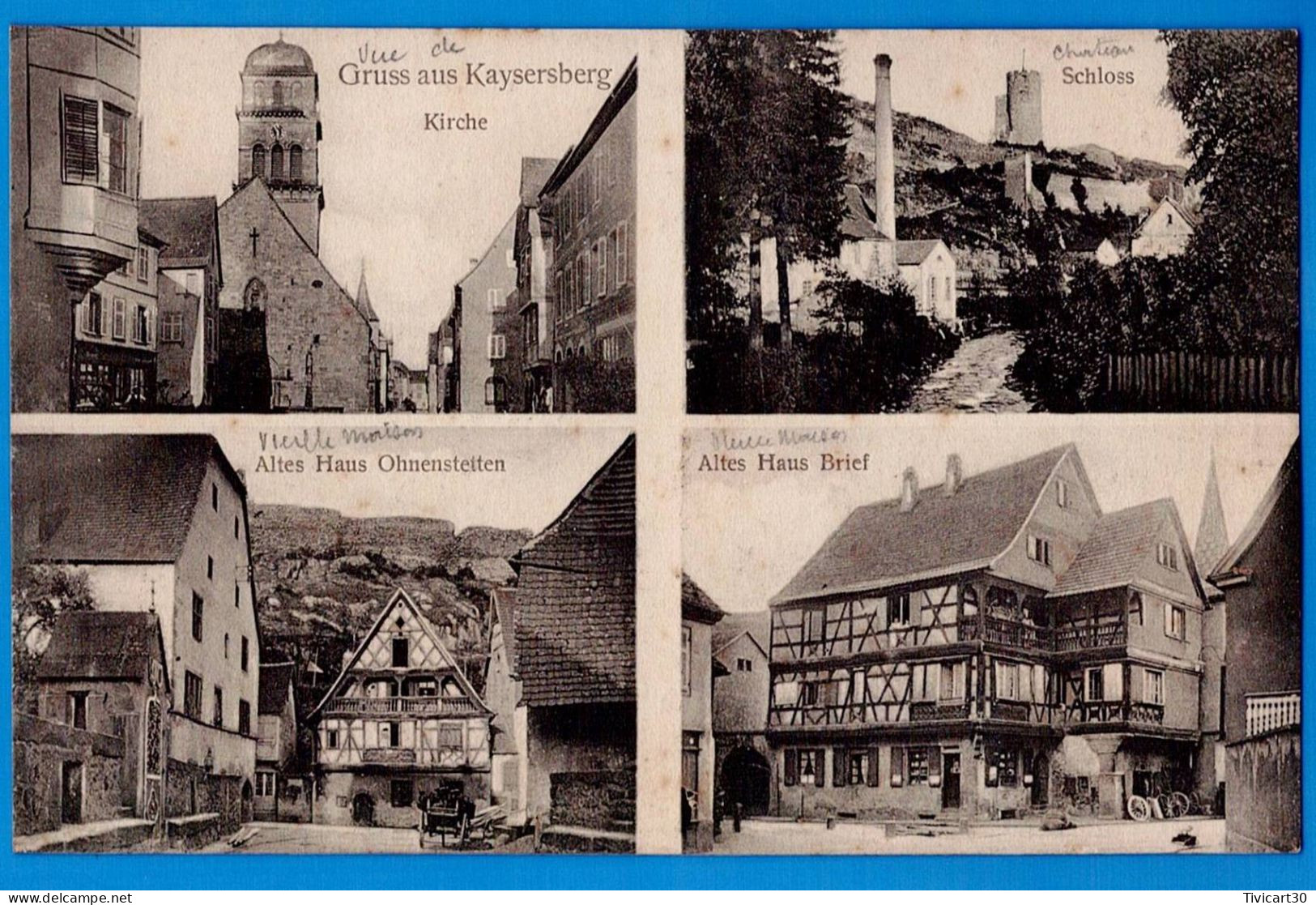 CPA HAUT-RHIN (68) - GRUSS AUS KAYSERSBERG - KIRCHE - SCHLOSS - ALTES HAUS OHNENSTETTEN - ALTES HAUS BRIEF - Kaysersberg