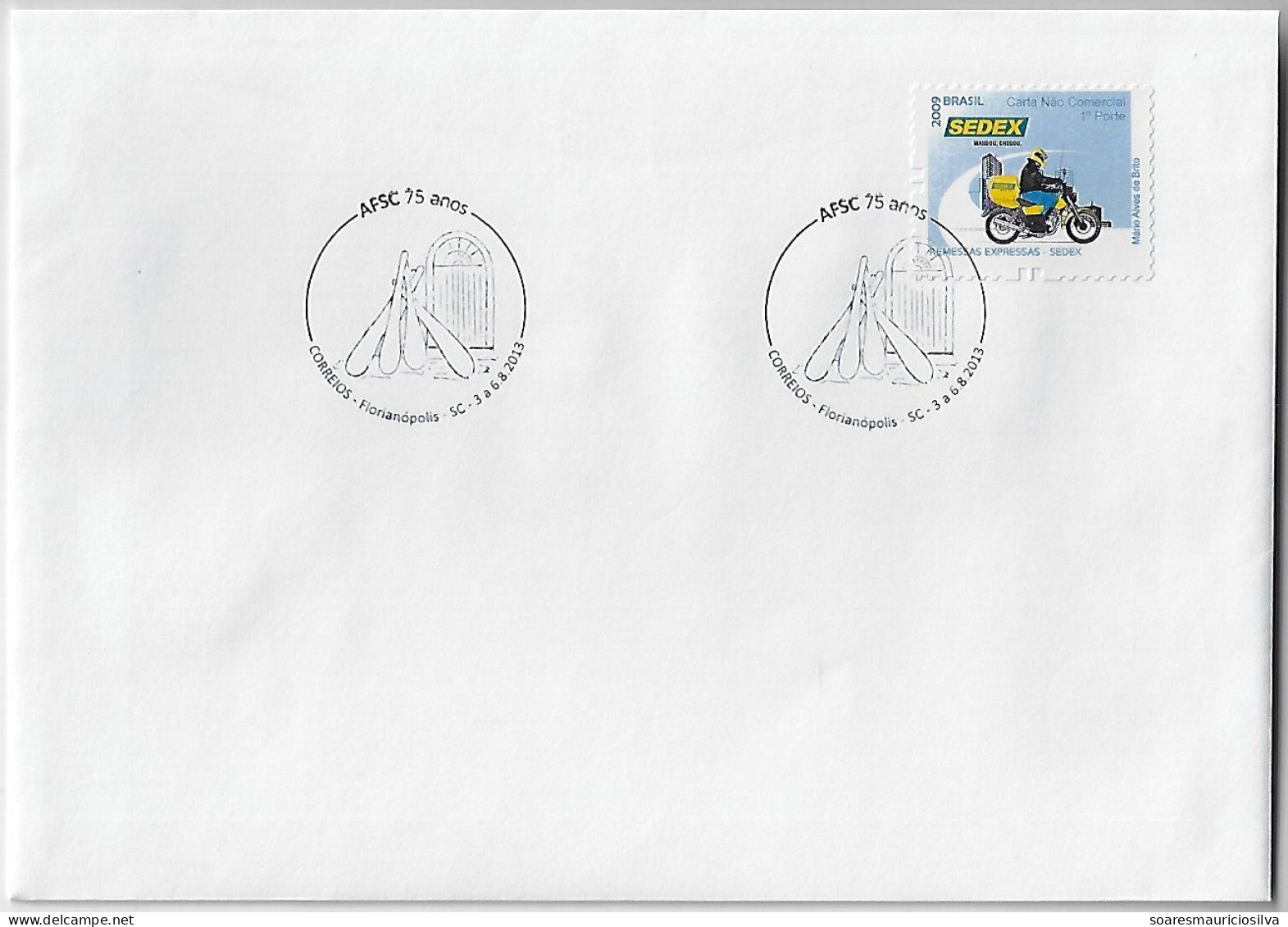 Brazil 2013 Cover Commemorative Cancel 75 Year Santa Catarina Philatelic Association Monument To Lacemaker Florianópolis - Covers & Documents